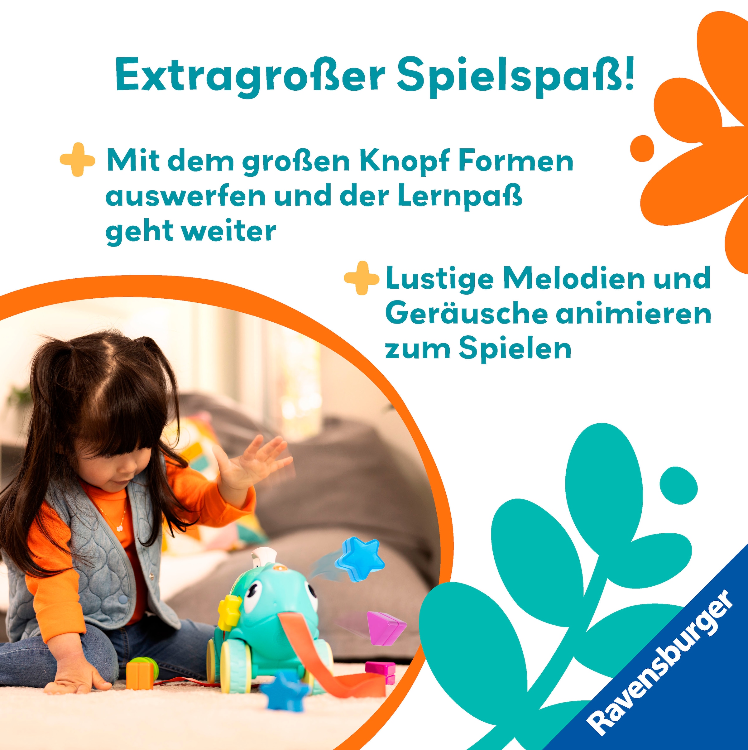 Ravensburger Steckspielzeug »Play+ Musikalisches Farben & Formen Chamäleon«, Made in Europe