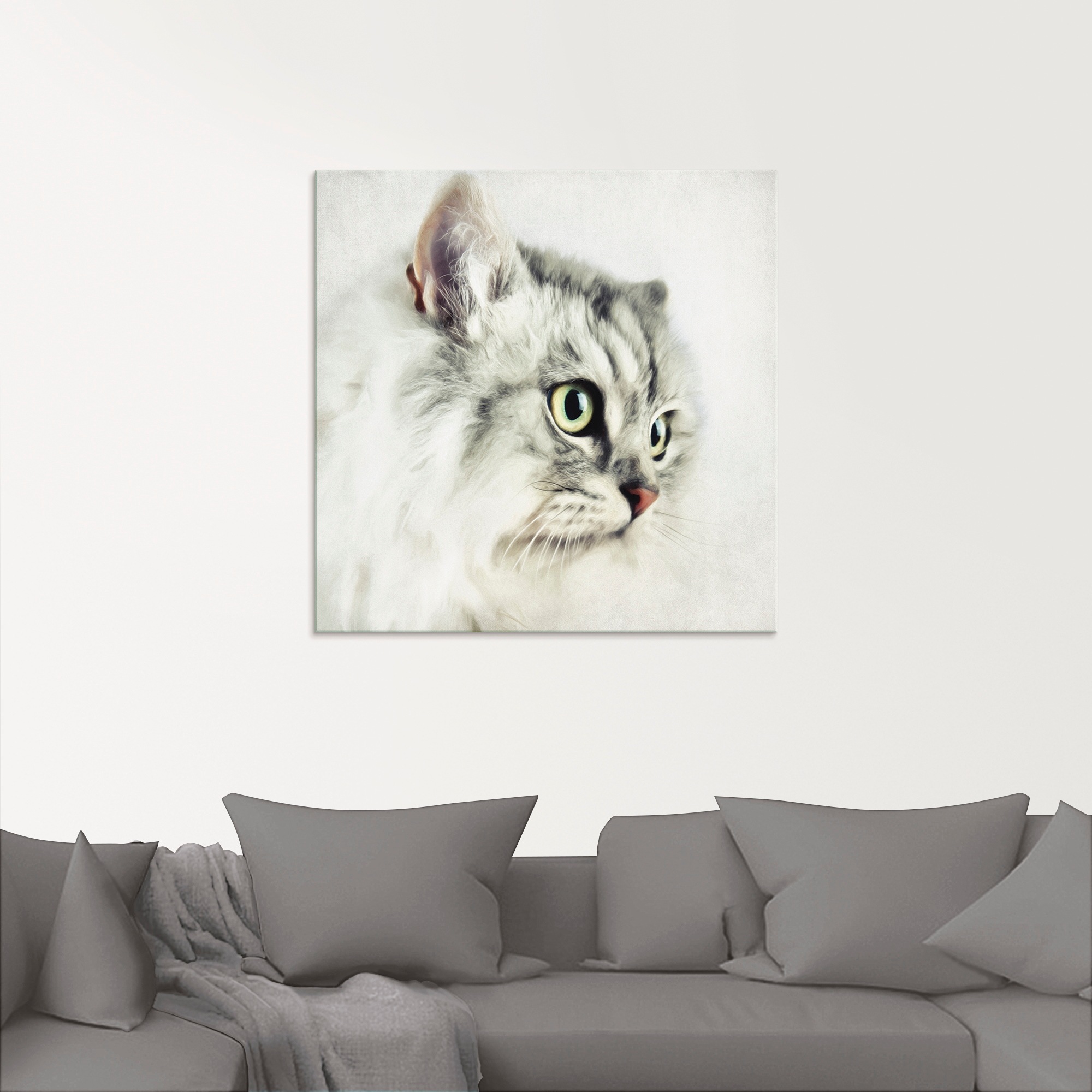 Artland Glasbild »Katzenporträt weiß«, Haustiere, (1 St.), in verschiedenen Größen
