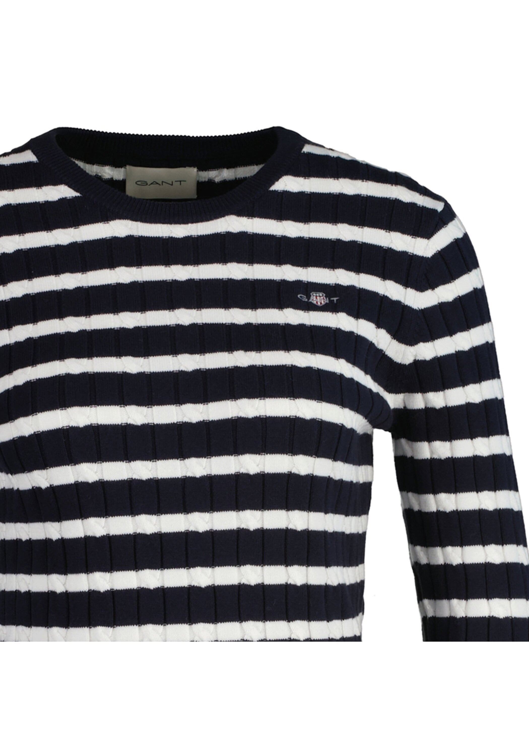 Gant Sweater »Strickpullover STRETCH COTTON CABLE STRIPE C-NECK«
