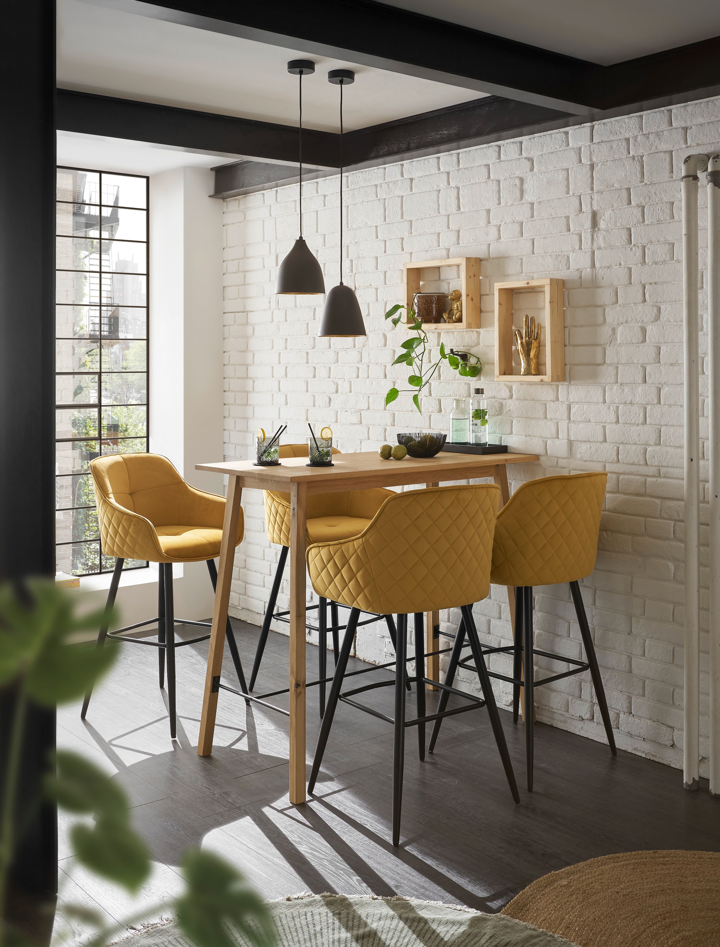 Stolkom Bartisch »Jules Eiche Massivholz geölt, Hochtisch BxHxT 120x104x60 cm«, Skandi Look Eiche Massivholz geölt durchgehende Lamelle