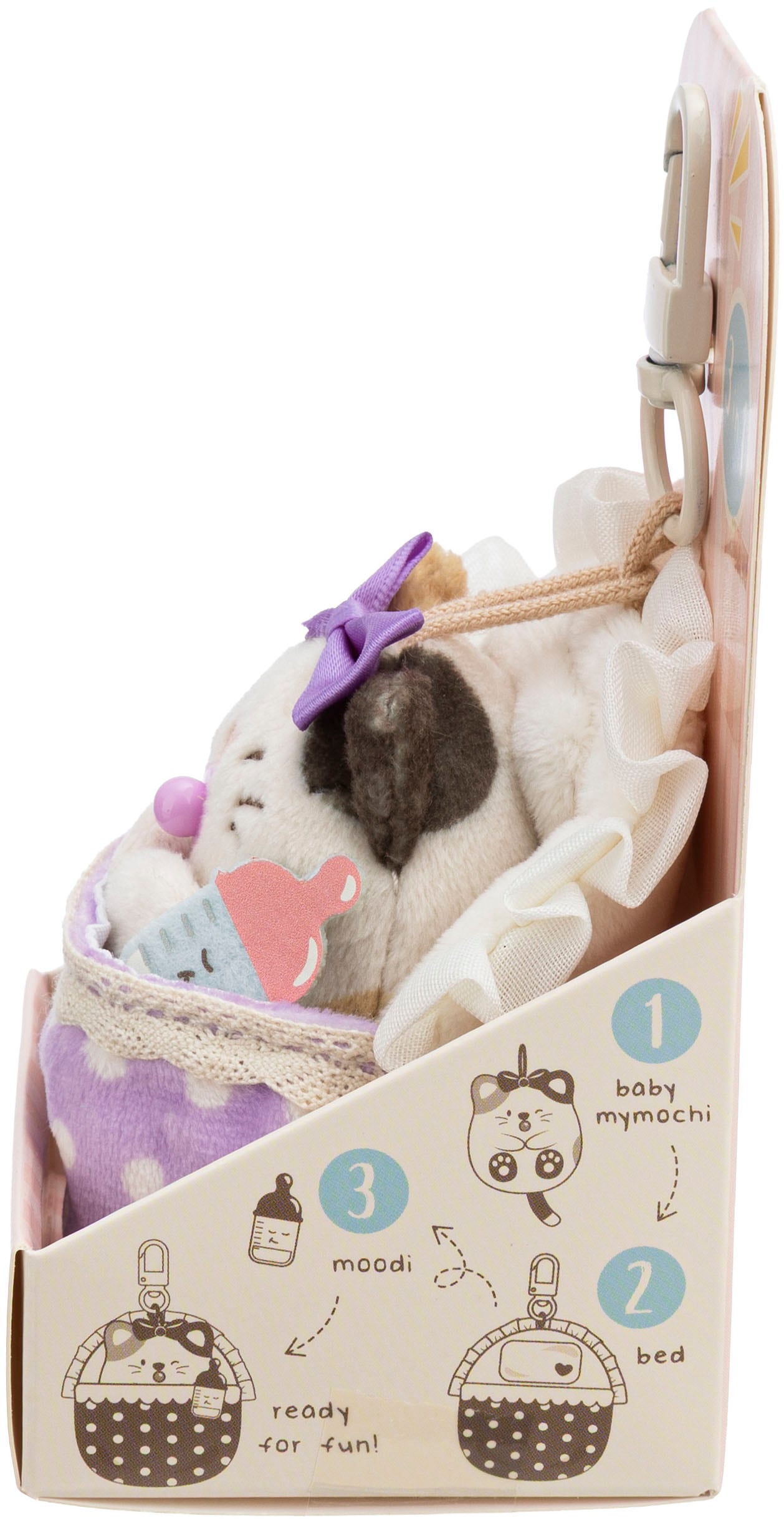 Nici »mymochi, Set Katze Angy 7cm mit Babyflasche & Bettchen mit Karabiner« in Geschenkbox