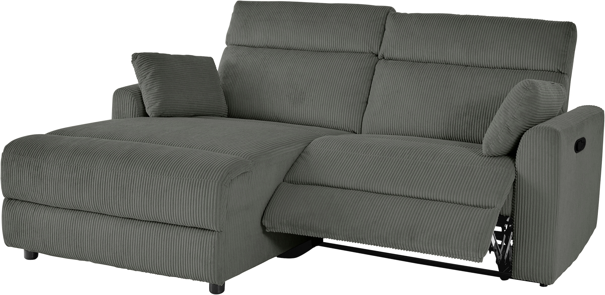 INOSIGN Ecksofa »JENNA, L-Form, 209cm, manuelle u. elektrische Funktion, mit USB A/C,«, Liegefunktion 105°-150°, Federkern, Cord