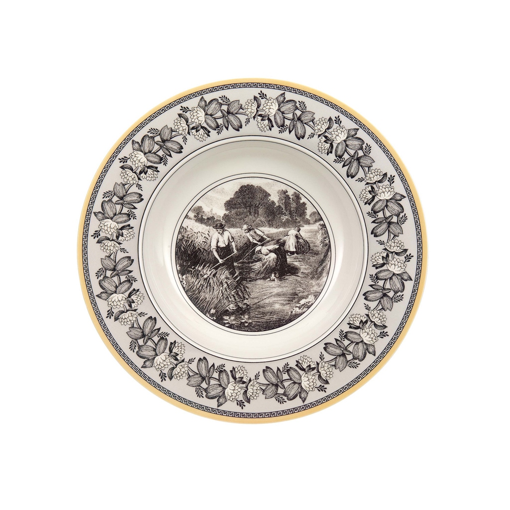VILLEROY & BOCH Suppenteller "Suppenteller Audun Ferme ø 24,2 cm weiß-grau-gelb", bunt, Speiseteller