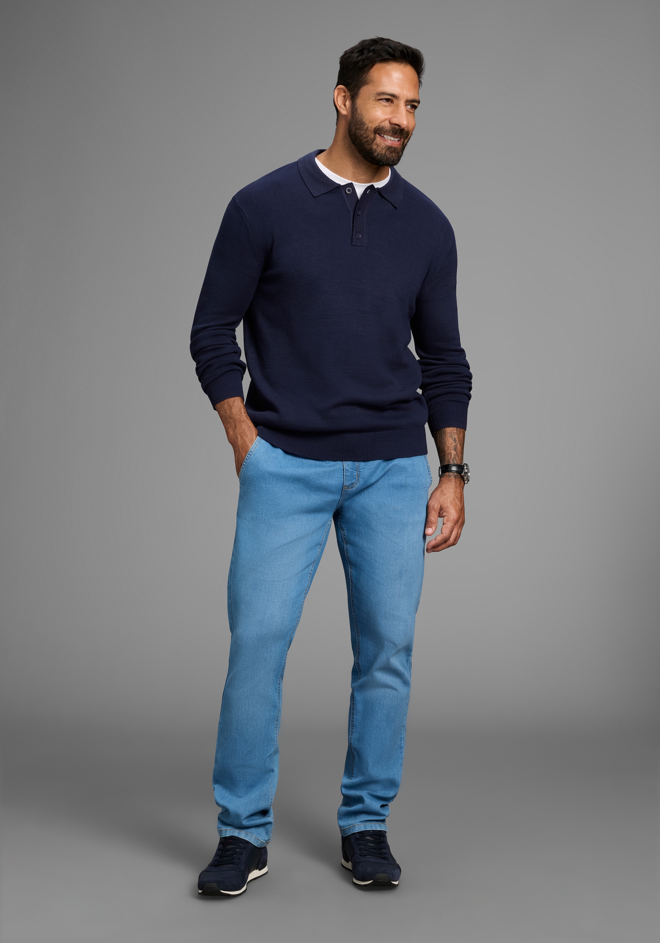 Man's World Polokragenpullover »Neue Kollektion !«, mit Knopfleiste