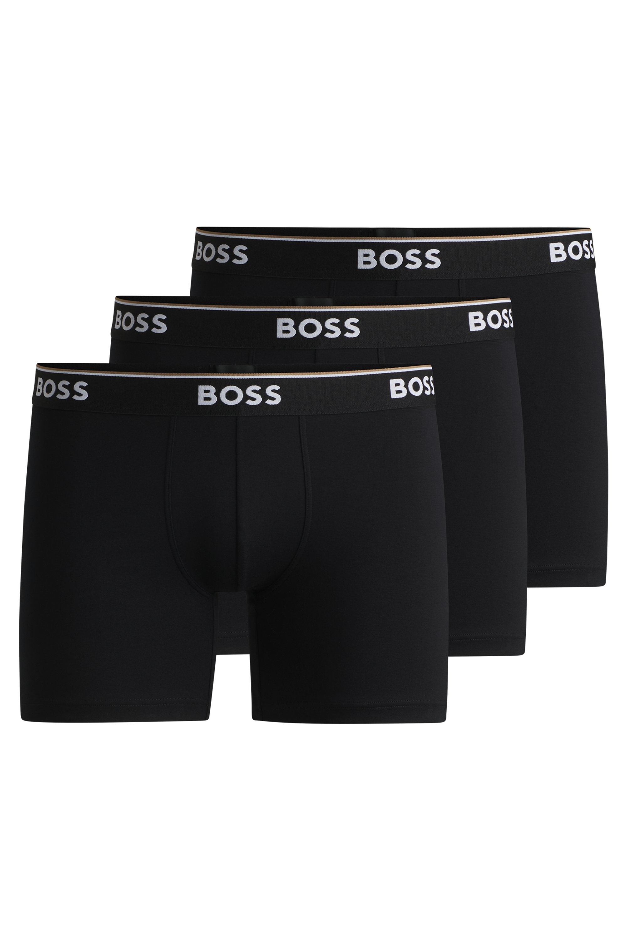 BOSS Langer Boxer »Boxer Brief 3P«, (Packung, 3er-Pack), mit farblich passendem Webbund