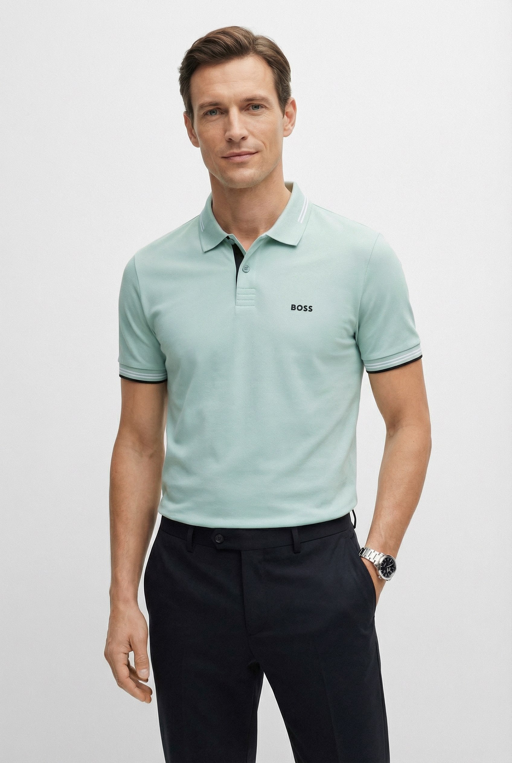 BOSS GREEN "Paul Slim Fit Stretch-Baumwoll-Pique" mit Polokragen