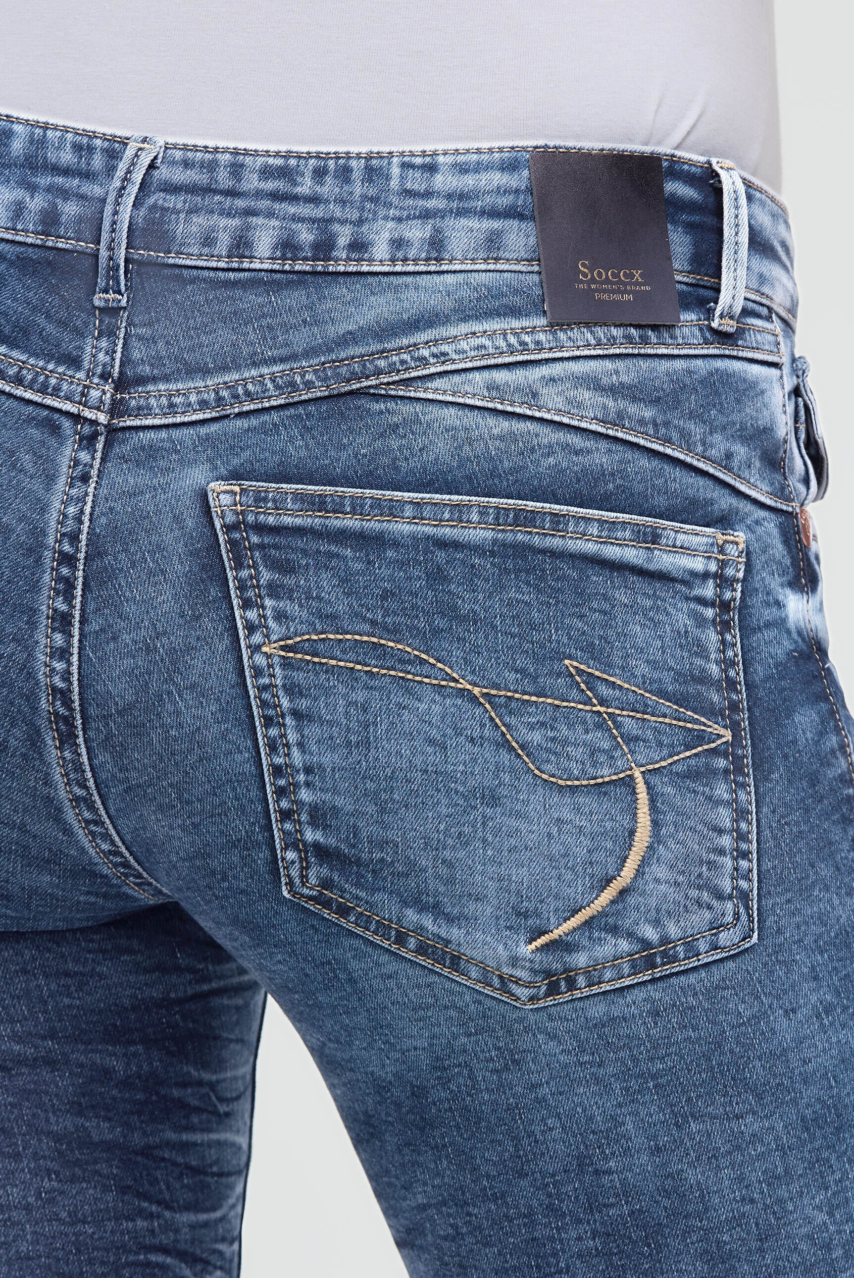 SOCCX Slim-fit-Jeans mit Destroy-Effekten