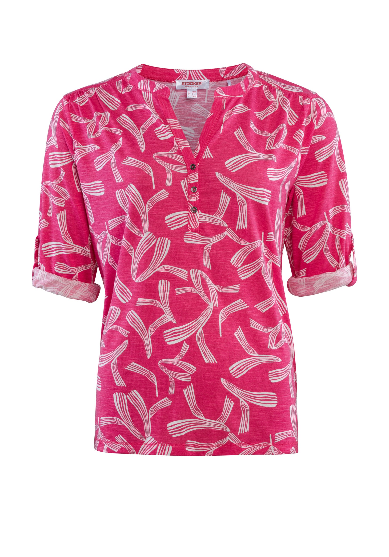 STOOKER WOMEN 3/4-Arm-Shirt »MARIE Print Shirt Bluse 3/4-Arm« Regular Fit Shirt Bluse Baumwolle Shirt Knopfleiste für Damen