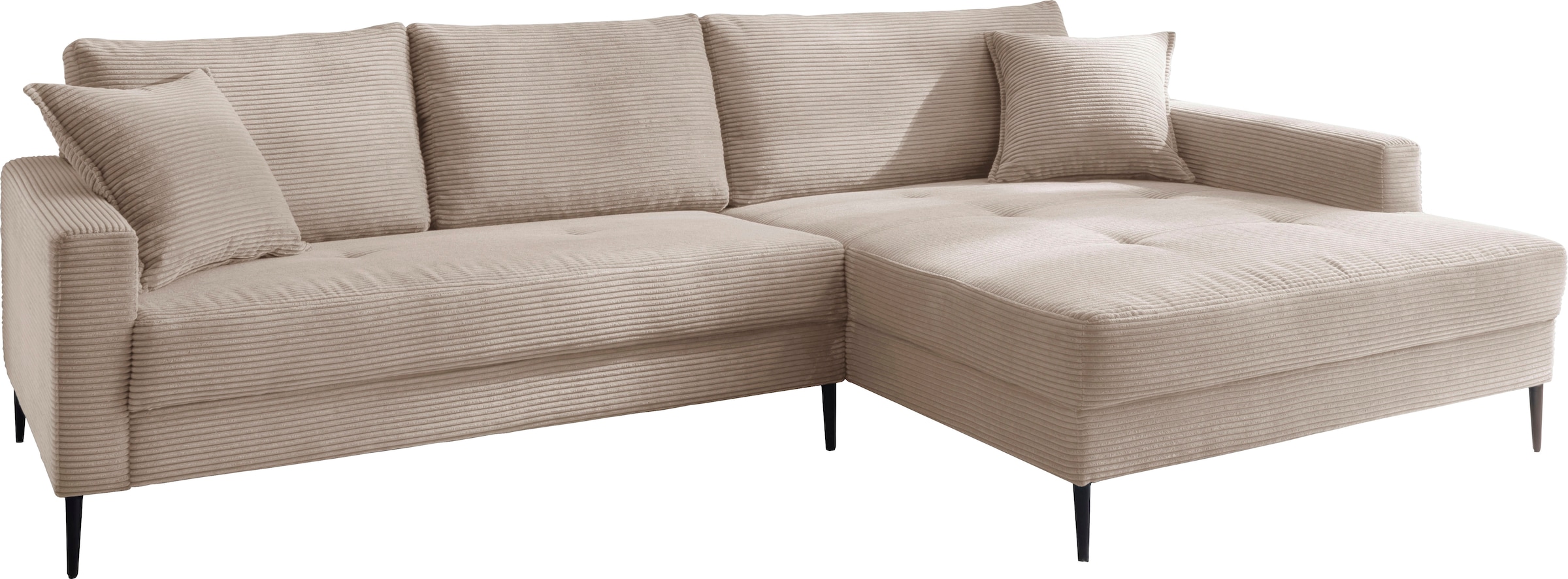 Trends by HG Ecksofa "Summer L-Form" in Cord-Stoff mit Metallfuß günstig online kaufen