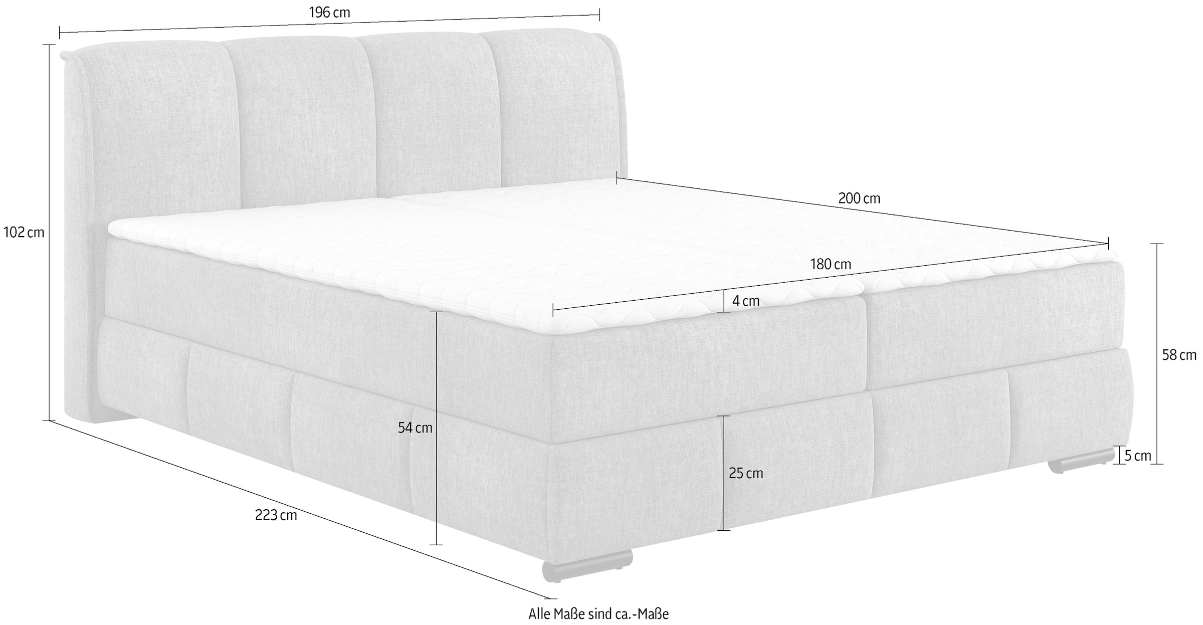 Mr. Couch Boxbett »Bethany mit Bettkasten, inkl. Matratze«, Topper und Zierkissen, in verschiedenen Härtegraden verfügbar