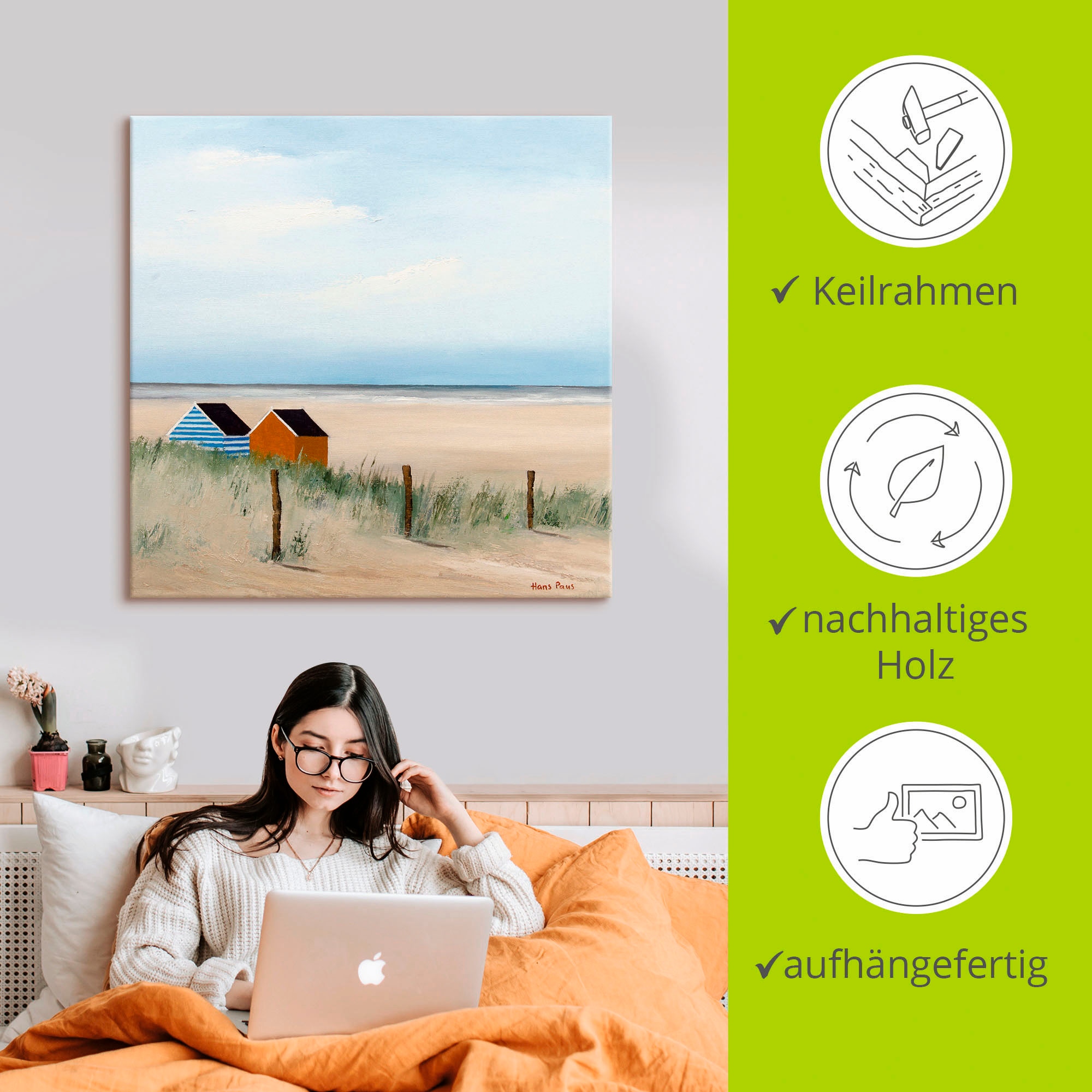 Artland Wandbild »Sonniger Morgen V«, Strand, (1 St.), als Leinwandbild, Poster in verschied. Größen