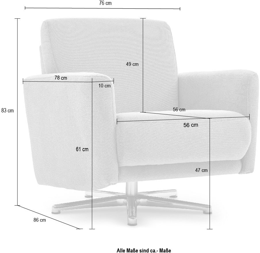 CALIZZA INTERIORS Drehsessel »Lari«, wahlweise mit einsteckbarer Kopfstütze