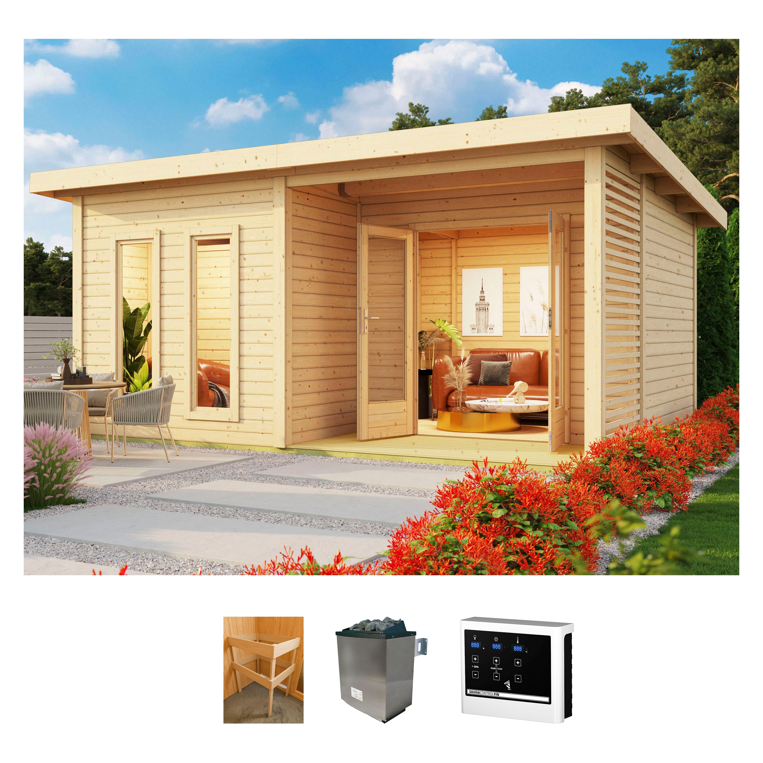 KONIFERA Saunahaus "Maiko 5 SET A" Ofen 9 KW externe Strg easy
