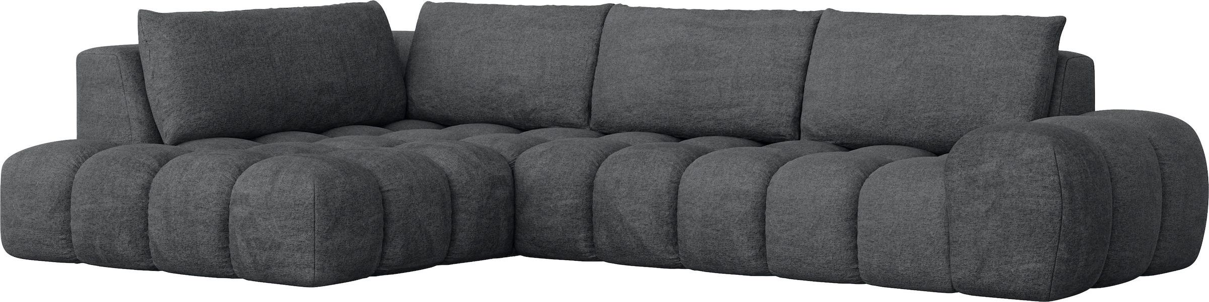 INOSIGN Ecksofa »AZITA Designsofa, elegant und bequem L-Form, Bubble-Optik«, lose Rückenkissen, traumhafte Steppung, Maße B/T/H: 352/210/72 cm