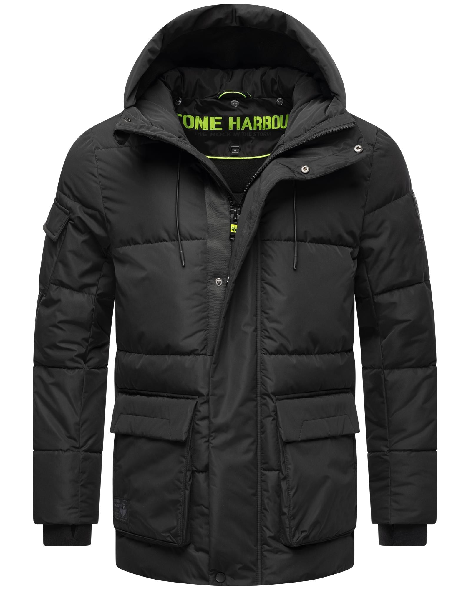 Stone Harbour Winterjacke »Lauroo XX«, mit Kapuze, urbane Herren Steppjacke mit kuscheligem Kunstpelz-Kragen