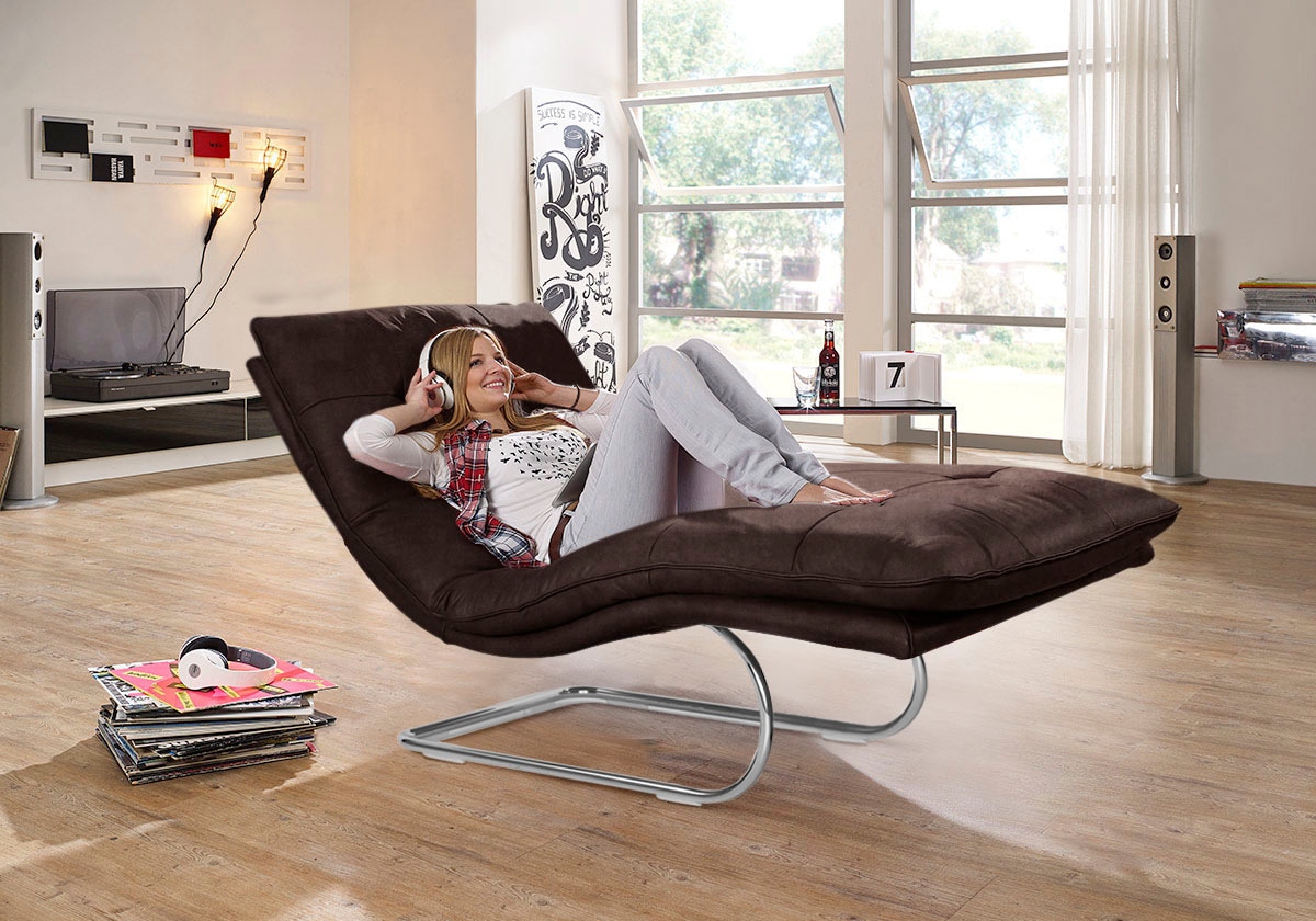 W.SCHILLIG Relaxliege "daily dreams" in Waffelkissen-Optik, wahlweise mit Motor, Freischwingergestell