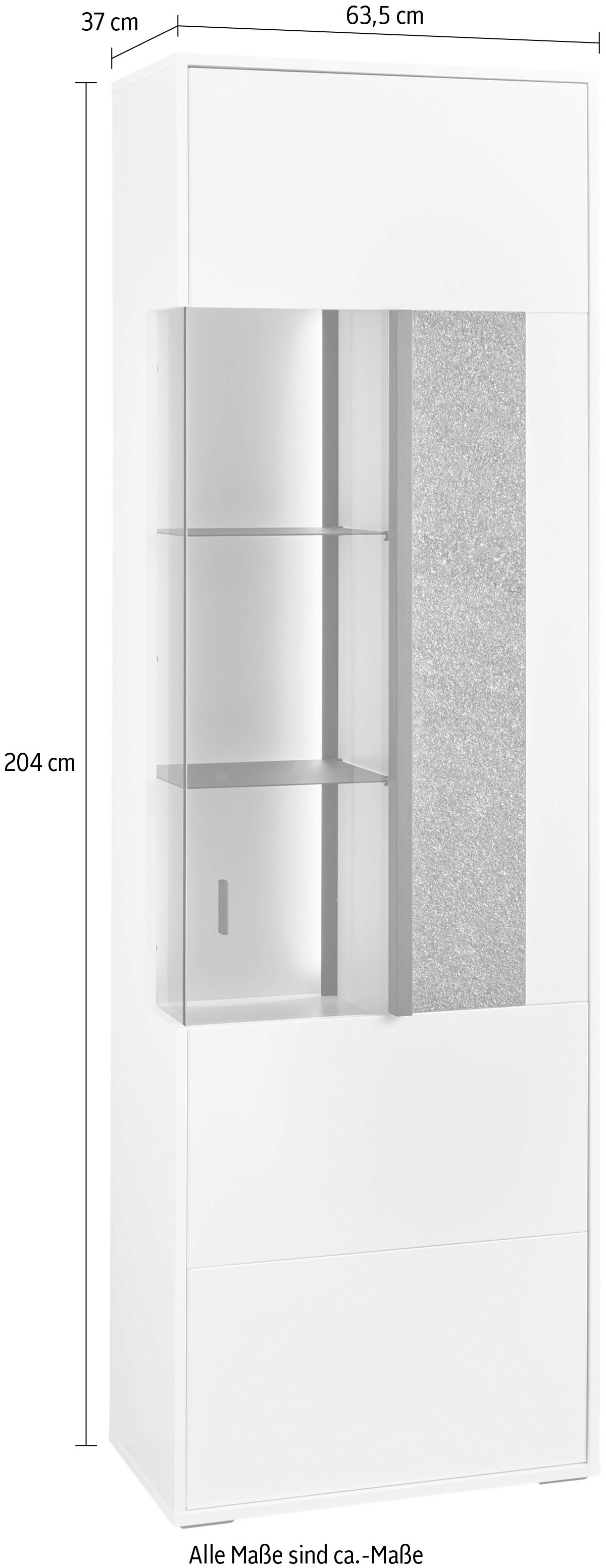 set one by Musterring Vitrine »Deltona«, mit Sandsteinelement, inkl. Beleuchtung, zwei Farben, B64 x H204 cm