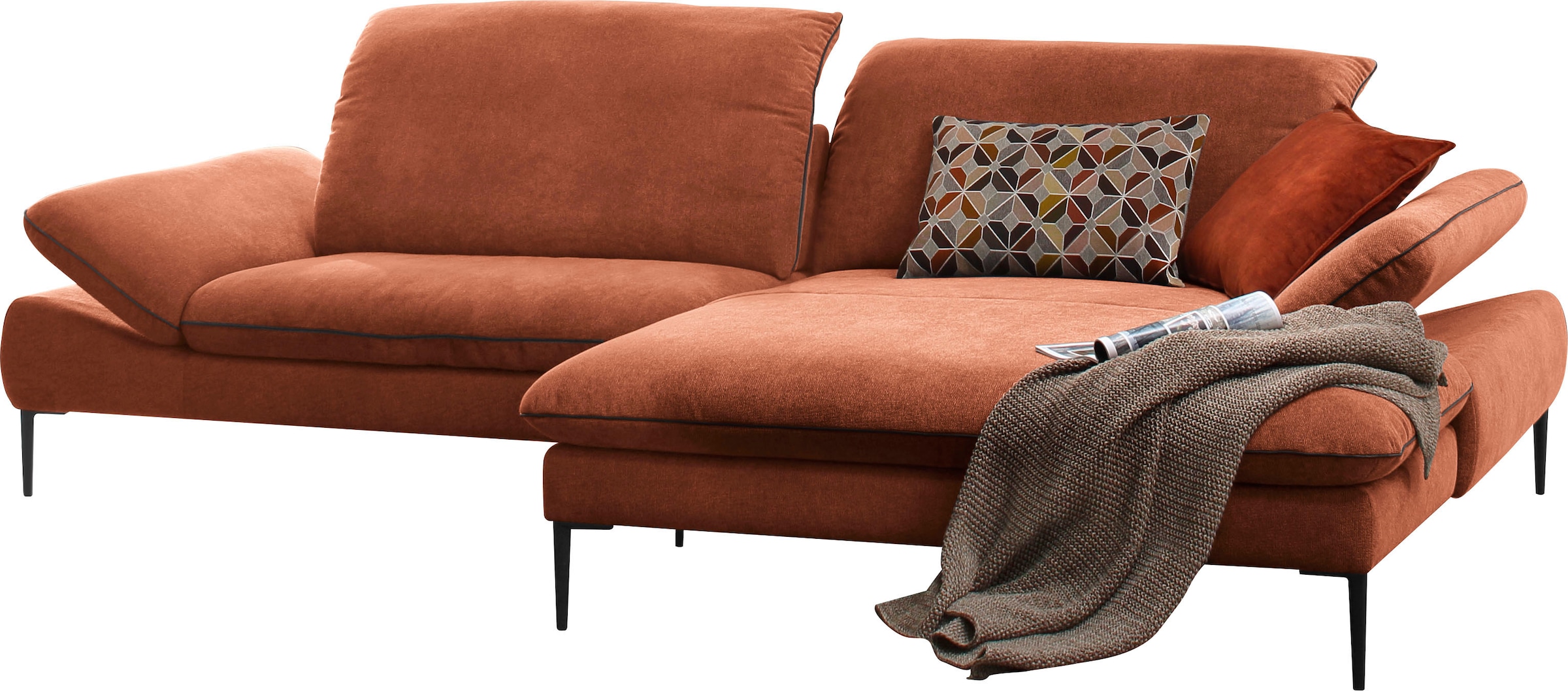 W.SCHILLIG Ecksofa "enjoy&MORE", in Living coral, Füße schwarz pulverbeschi günstig online kaufen