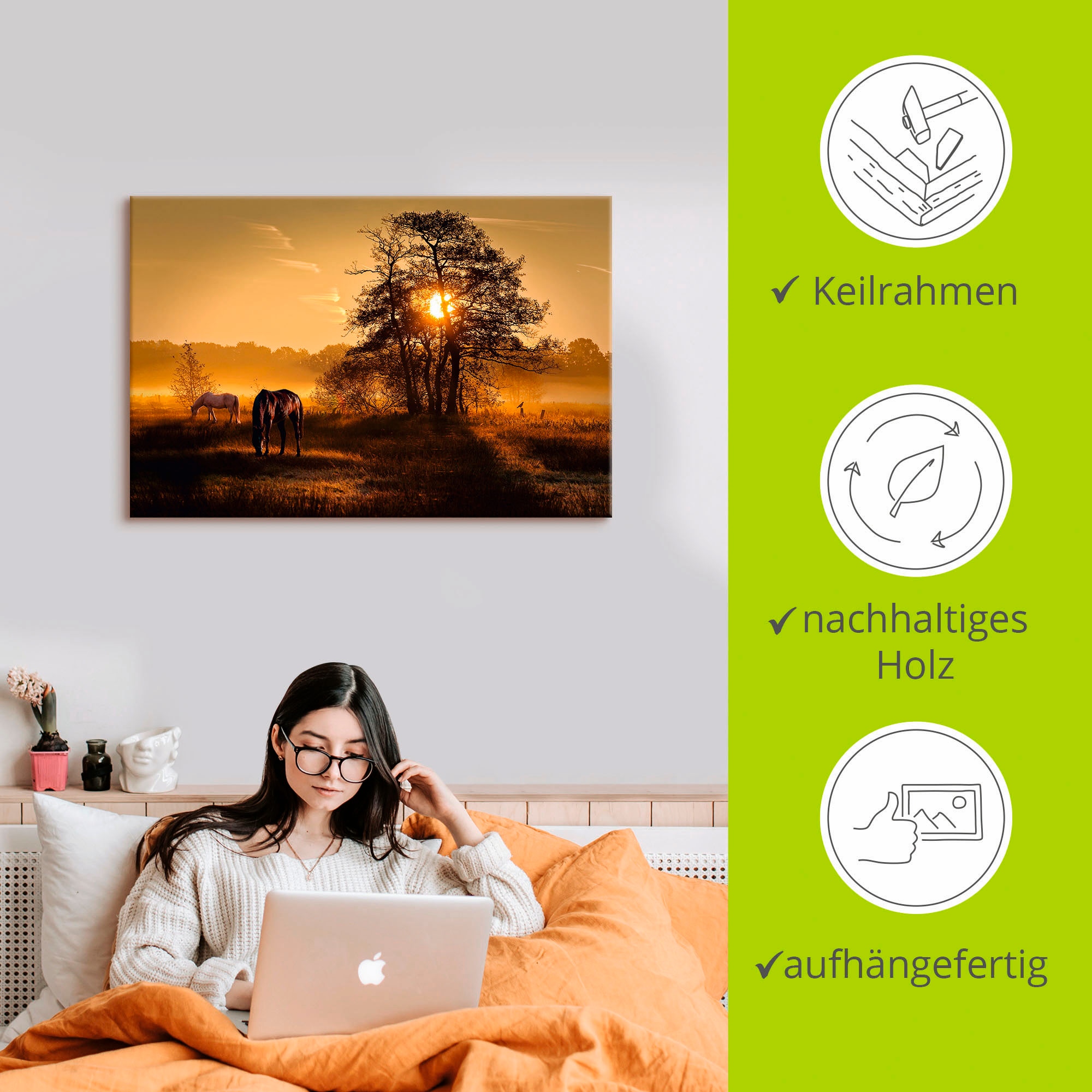 Artland Wandbild »Lichtdurchflutet«, Wiesen & Baumbilder, (1 St.), als Leinwandbild, Poster in verschied. Größen