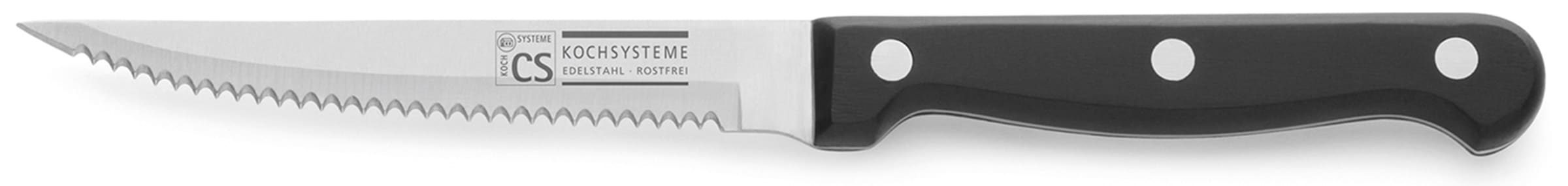 CS Koch-Systeme Steakmesser "PREMIUM, 14 cm" mit fein gezahnter Klinge für müheloses Schneiden ohne Reißen