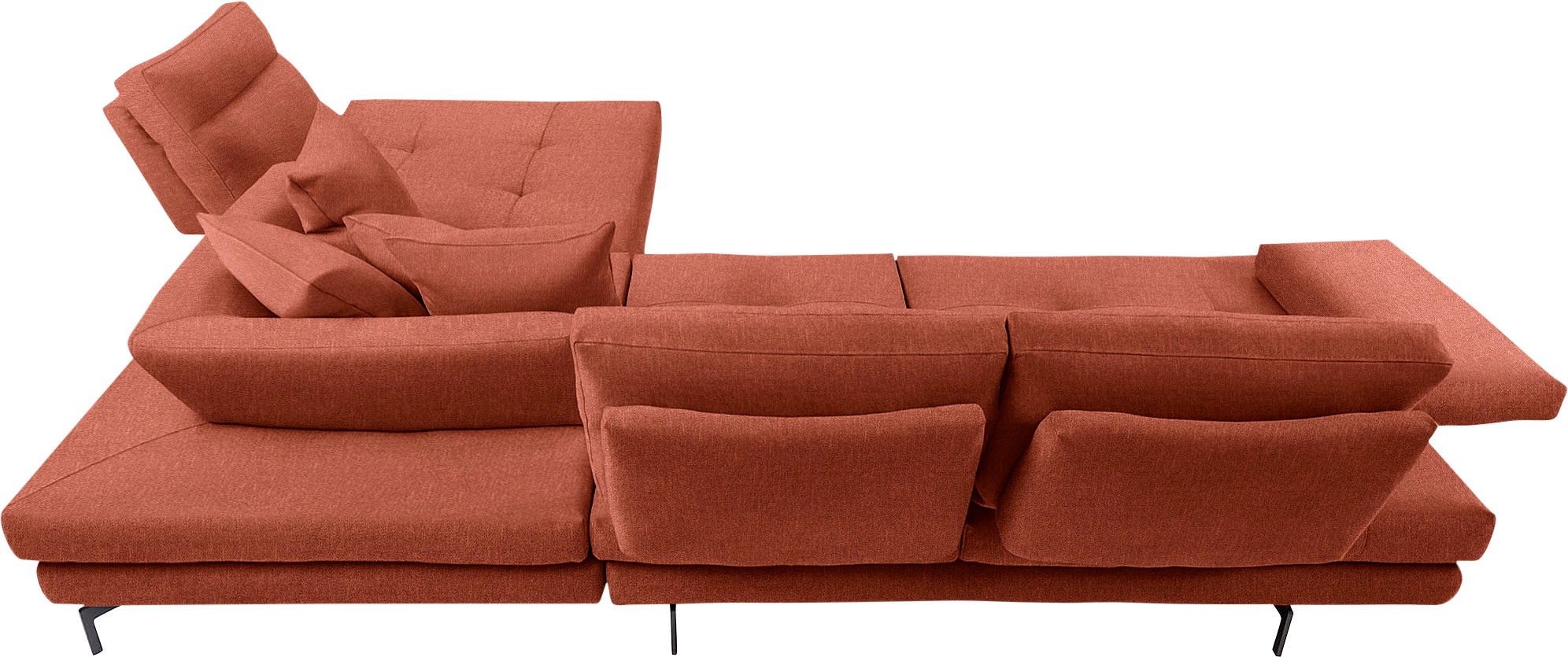 CALIA ITALIA Ecksofa »Toby Wing, Komfortsofa mit Sitzkomfort der Extraklasse, L-Form«, Sitztiefenverstellung, wahlw. mit Kissen-Set,Füße schwarz matt