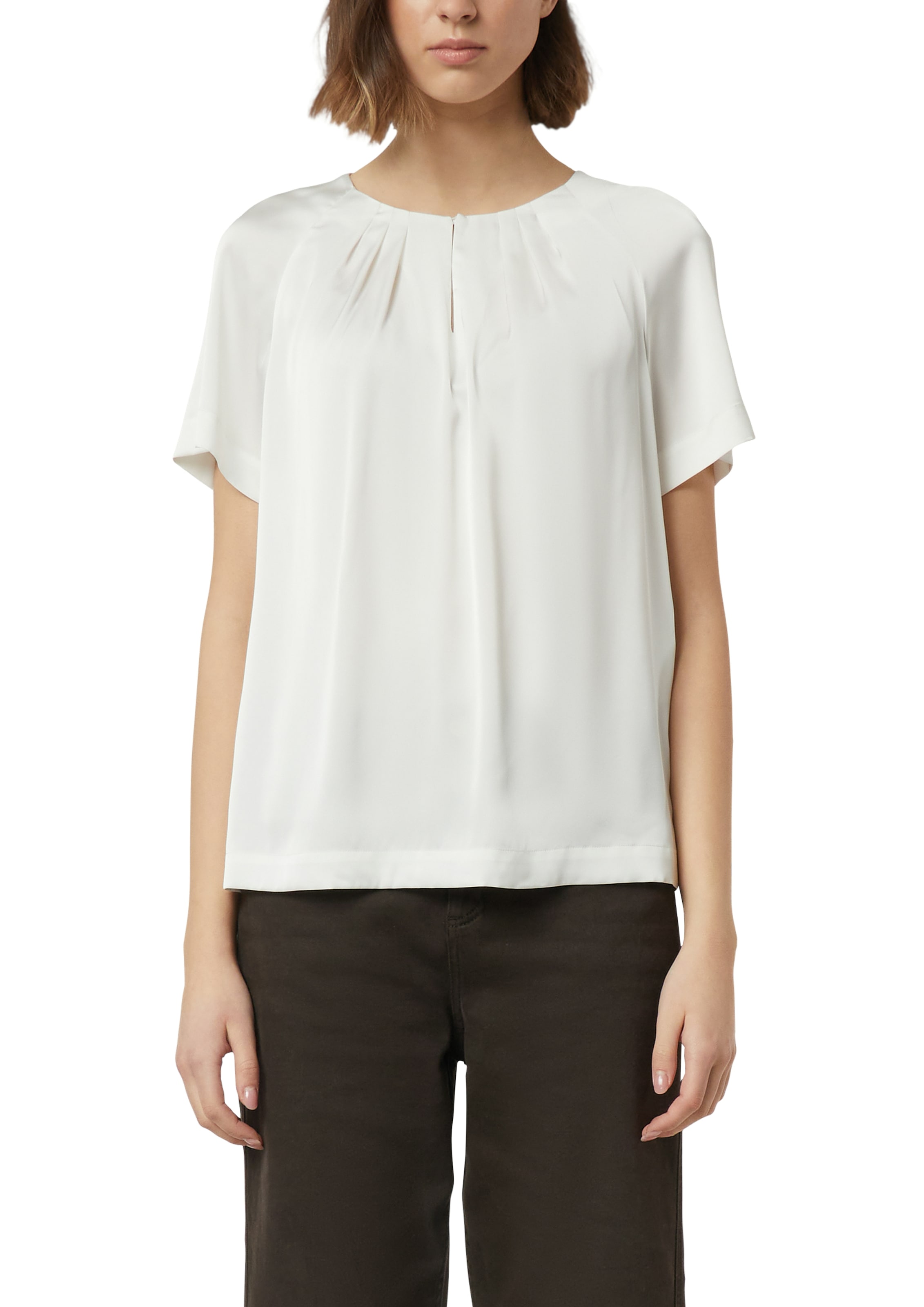 Comma Shirtbluse mit gerafftem Kragen und Cut-out günstig online kaufen