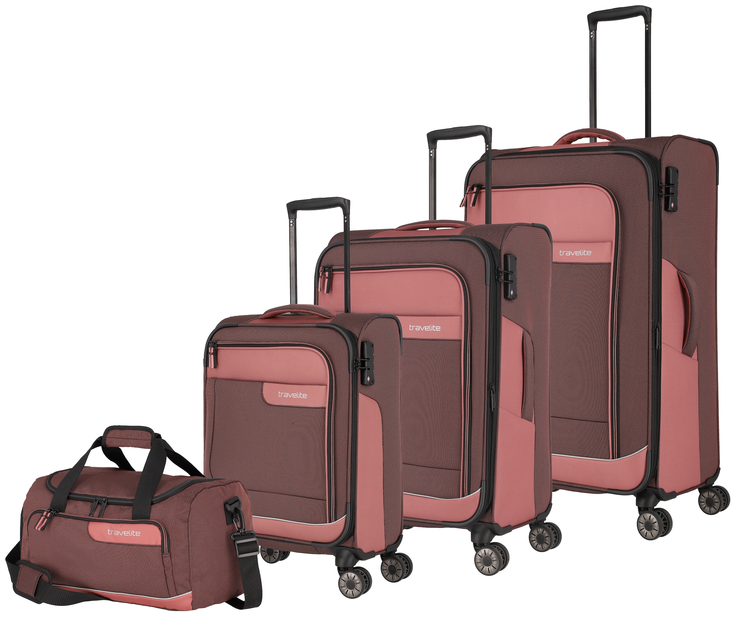 travelite Trolleyset "VIIA S/M/L und Reisetasche" Kofferset Reisegepäck mit erweiterbarem Volumen und TSA Schloss