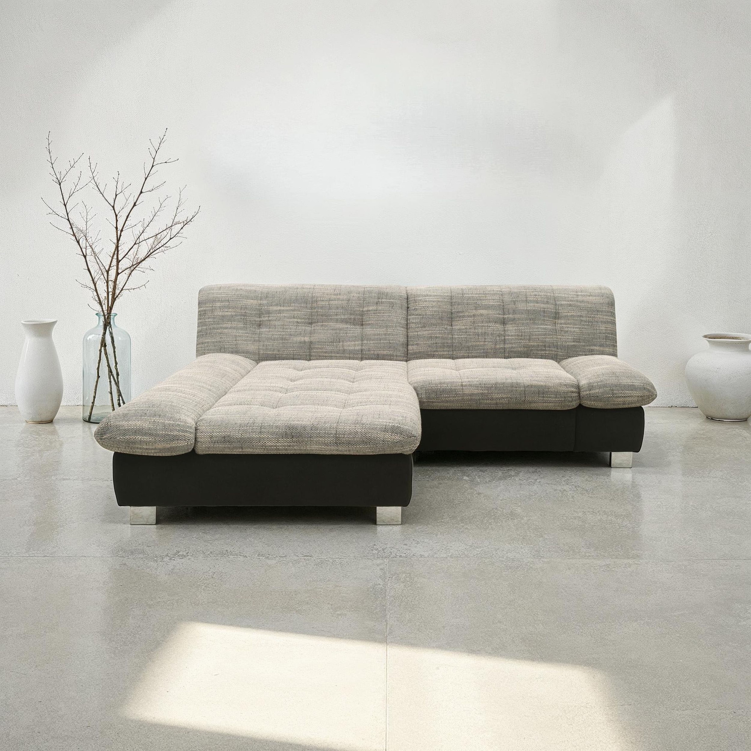DOMO collection Ecksofa »100031 kompakte Stellmaße, komfortabel und bequem, L-Form«, wahlweise mit Bettfunktion und Armteilverstellung. Breite 234cm