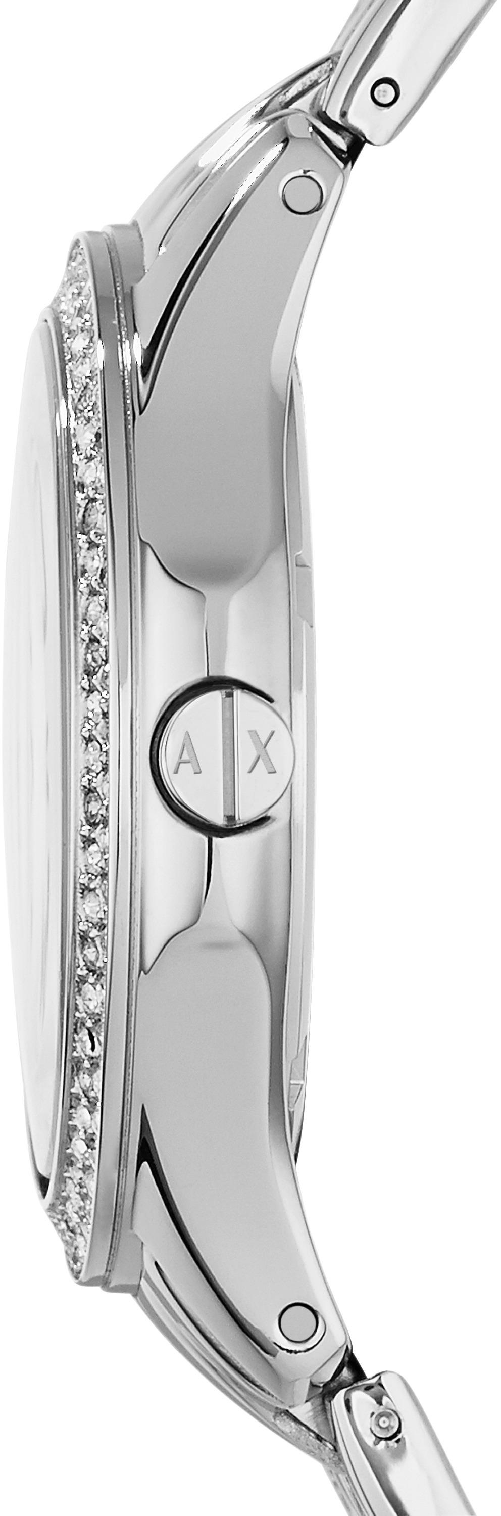 ARMANI EXCHANGE Quarzuhr »AX5215«, Armbanduhr, Damenuhr, Glassteine, analog