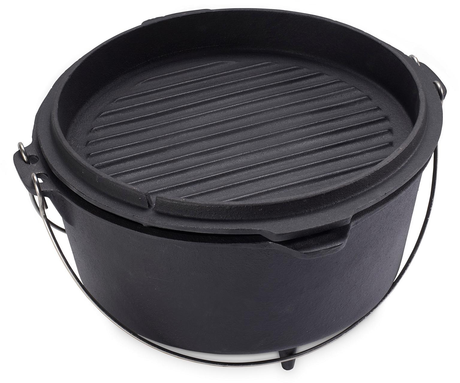 ECHTWERK Schmortopf »Dutch Oven«, Gusseisen, (1 tlg.), Feuertopf, Gusseisen BBQ Kochtopf, bereits eingebrannt, 7,6 Liter