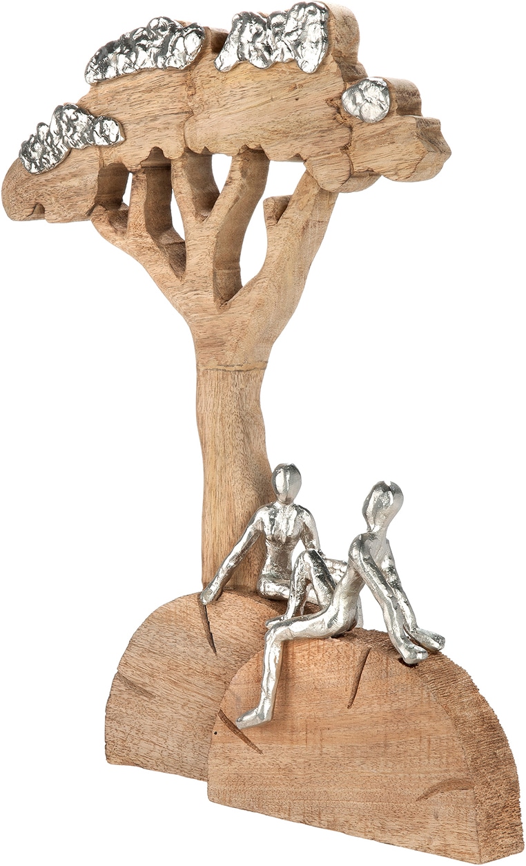 GILDE Skulptur "Skulptur Baum Relaxing naturfarben" Entspannung Ruhe Auszeit Paar Harmonie Wellness