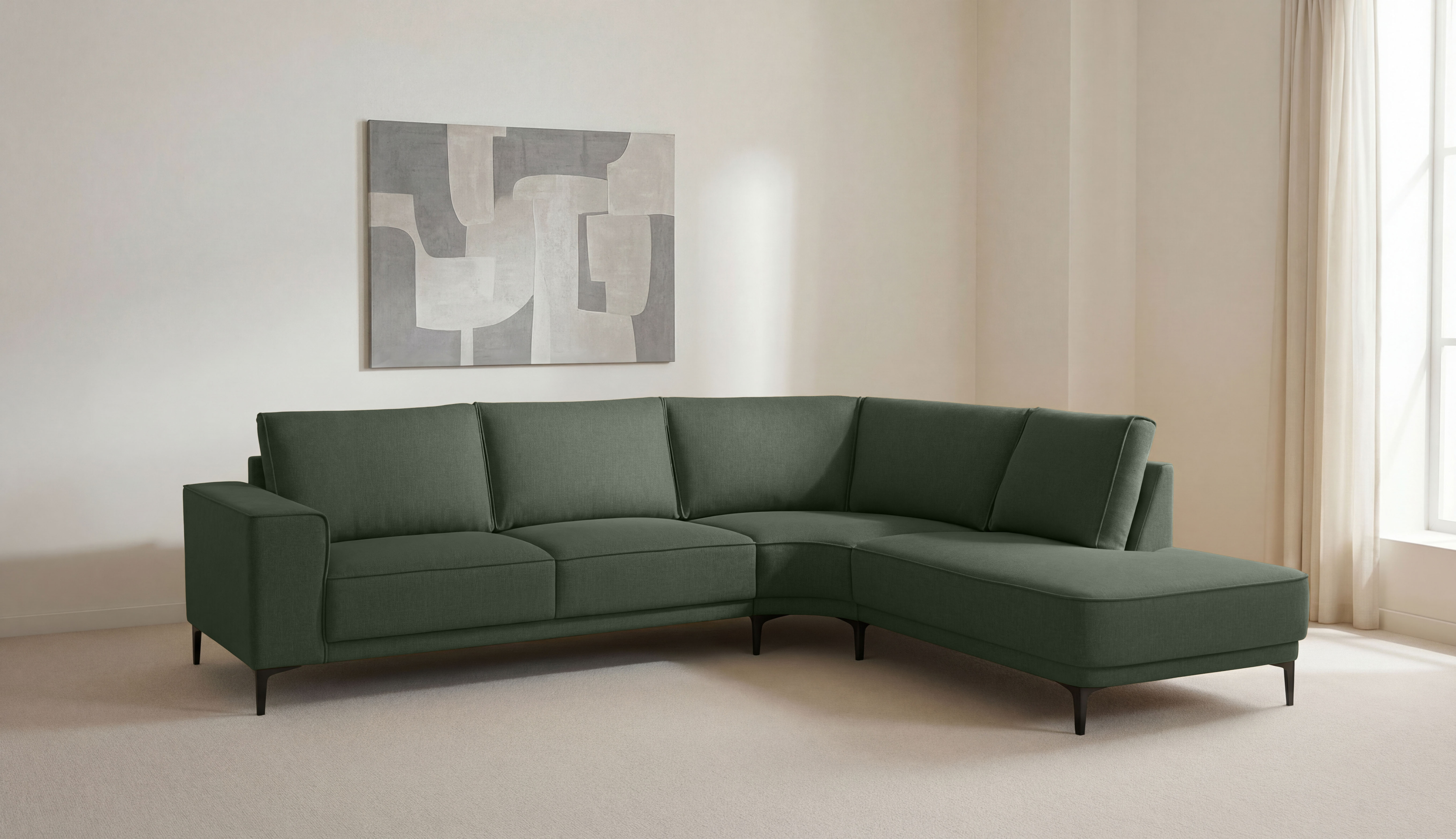 OTTO home Ecksofa "Casina" mit abgerundeter Ottomane, in einem weichen Chenille-Stoff