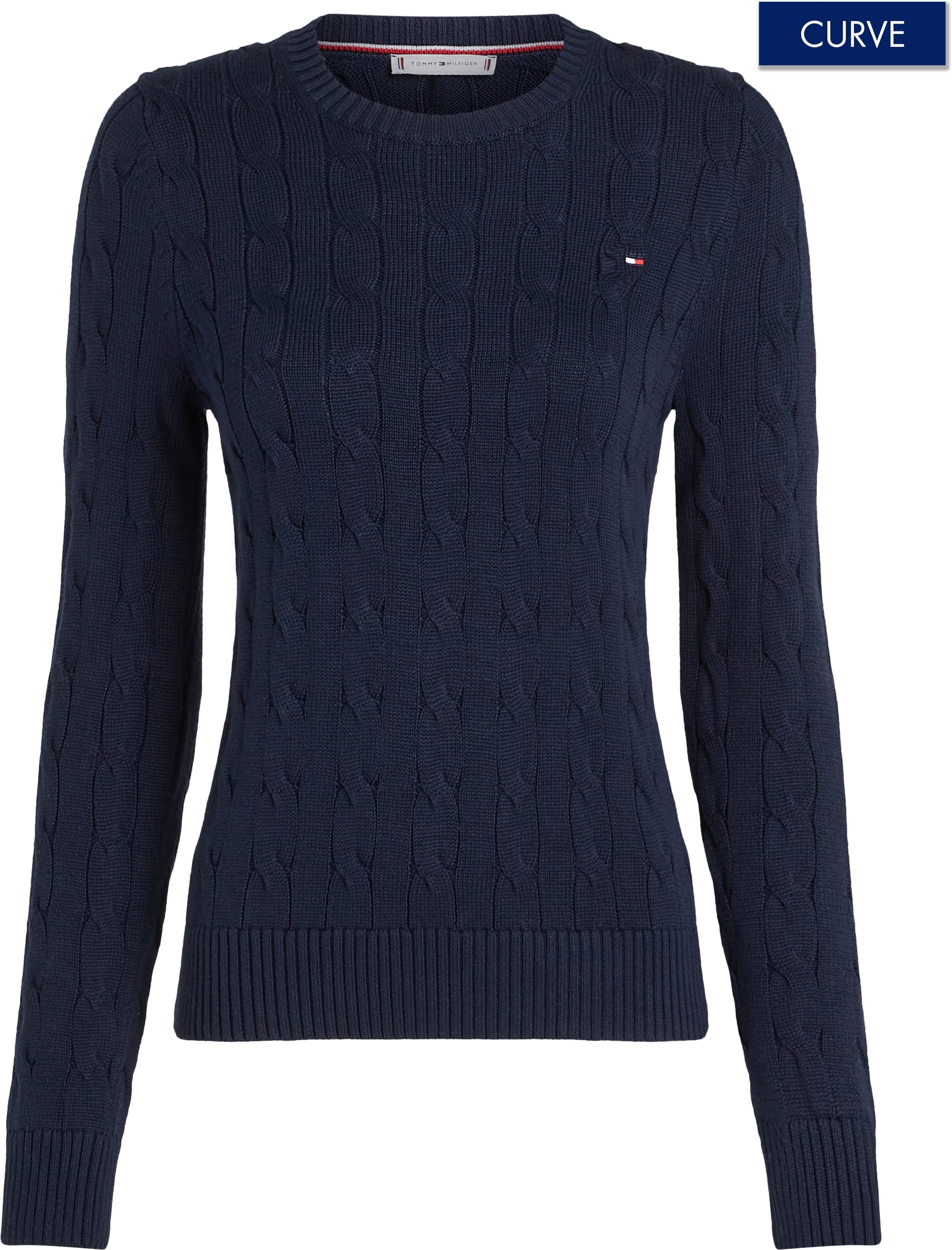 TOMMY HILFIGER Curve Rundhalspullover »CRV CO CABLE VAR LS C-NK SWT«, in Großen Größen, mit Zopfmuster,...