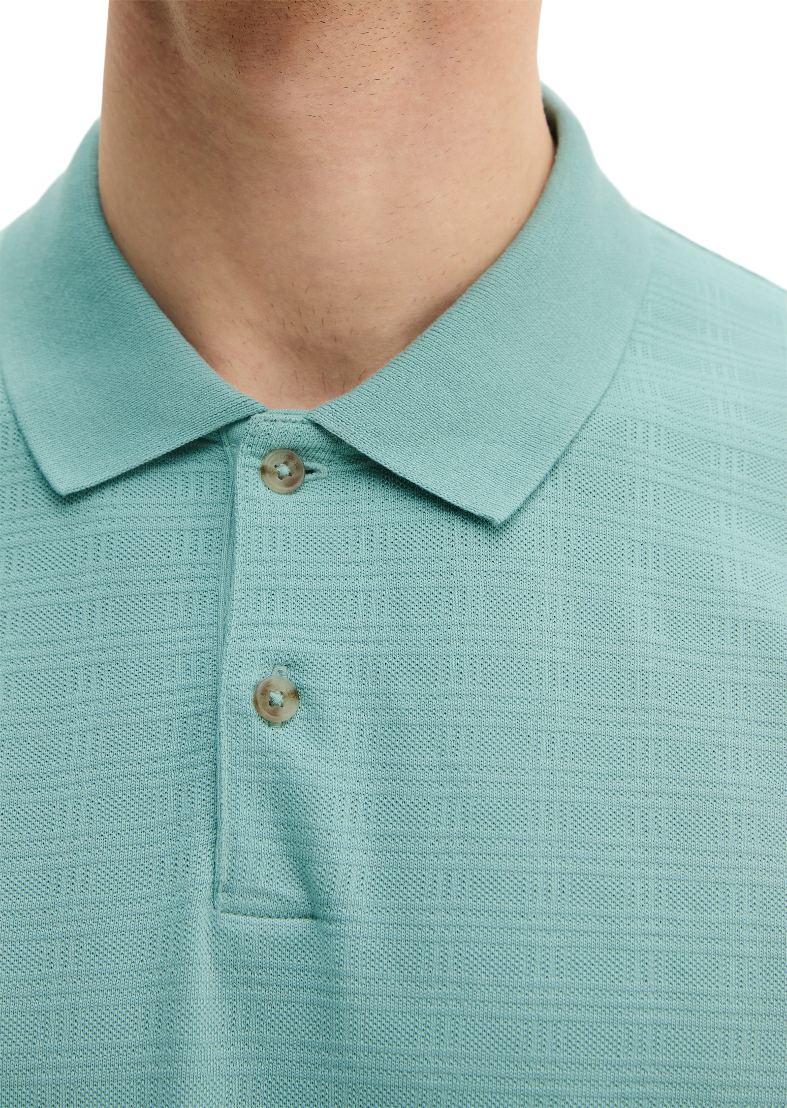 Poloshirt MARC O'POLO "im strukturierten Karo-Jacquard", Herren, Gr. XL, midnight moss, Obermaterial: 100% Baumwolle, unifarben, regular fit, ohne Bündchen, Shirts 4
