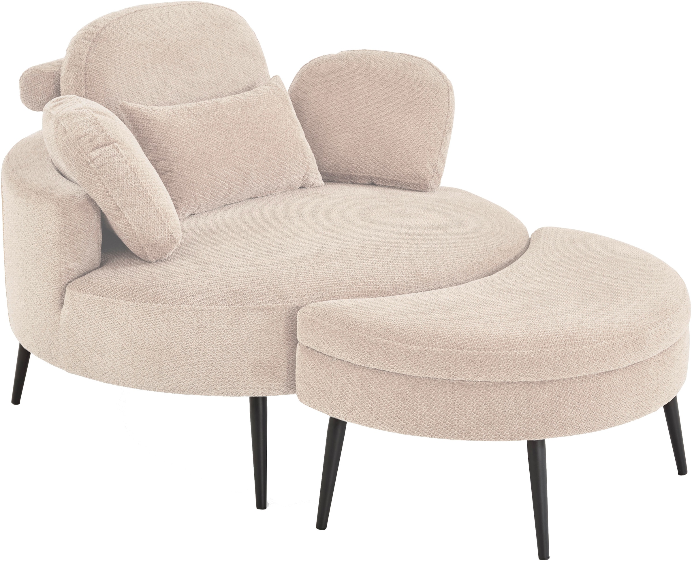 OTTO home Loveseat "Riko Sessel, B: 110 cm, Sitzhöhe: 44 cm" XXL- Sessel, mit Stauraumhocker, Rückenstütze & 4 Zierkissen