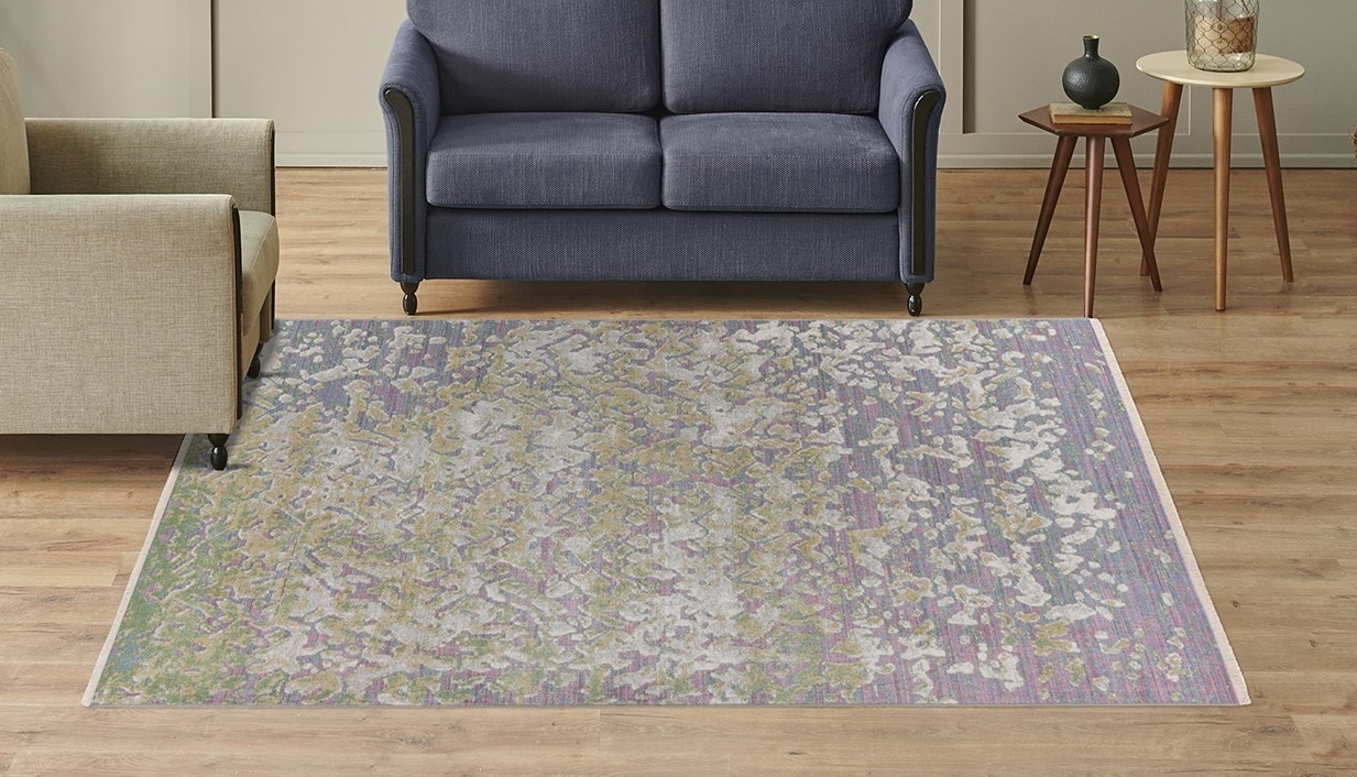 Teppich KAYOOM "Dilan 300", grün, B:80cm H:5mm L:150cm, Polyester, Teppiche, Teppich, weicher Kurzflor, Vintage Look, Wohnzimmer