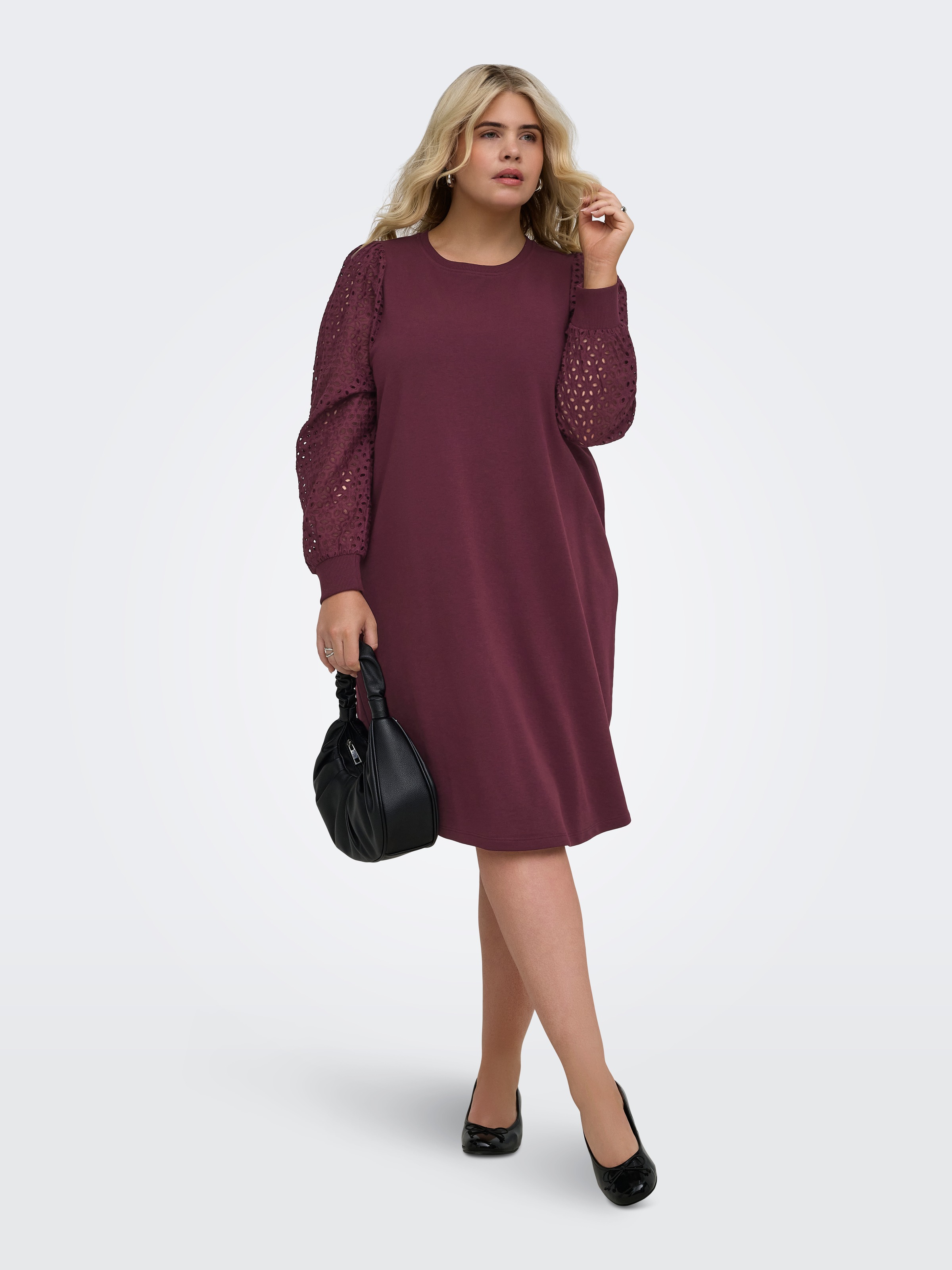 ONLY CARMAKOMA Midikleid »CARDONNA L/S MIX O-NECK MIDI DRESS JRS« Baumwollmischung
