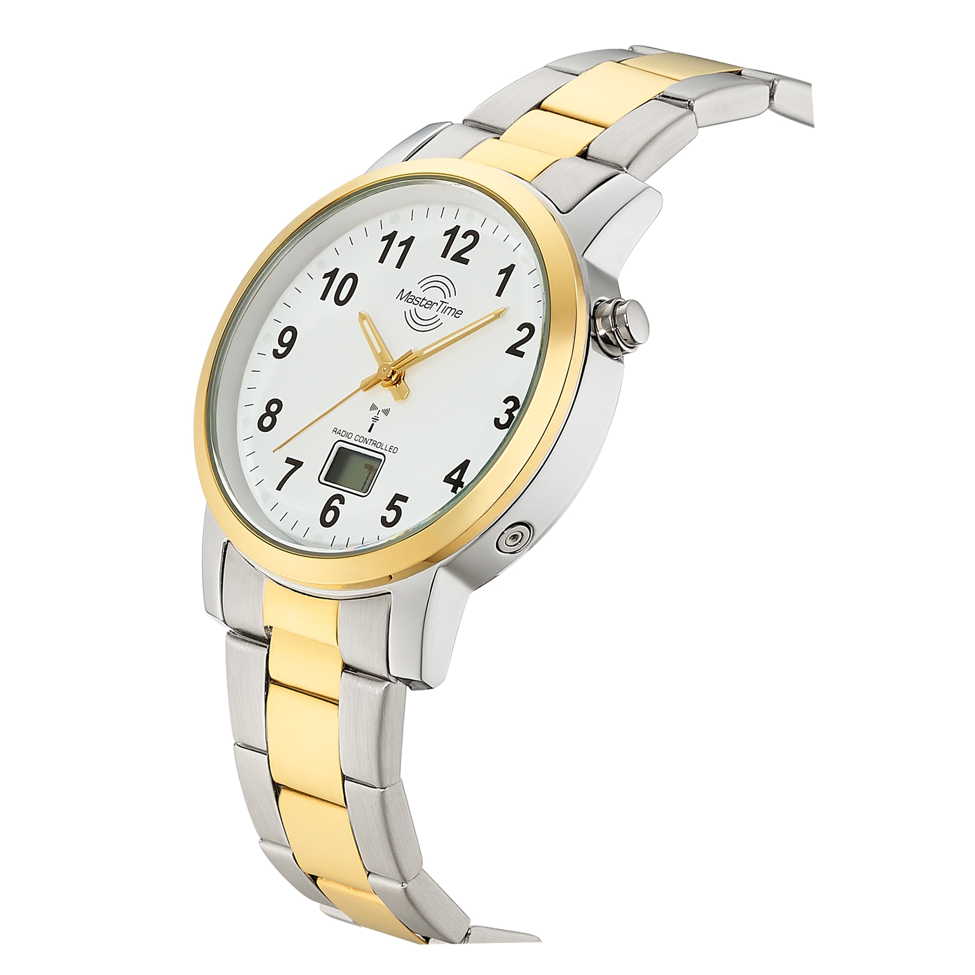 MASTER TIME Funkuhr »Basic«, Quarzuhr, Armbanduhr, Herrenuhr, Edelstahlarmband, analog, digital
