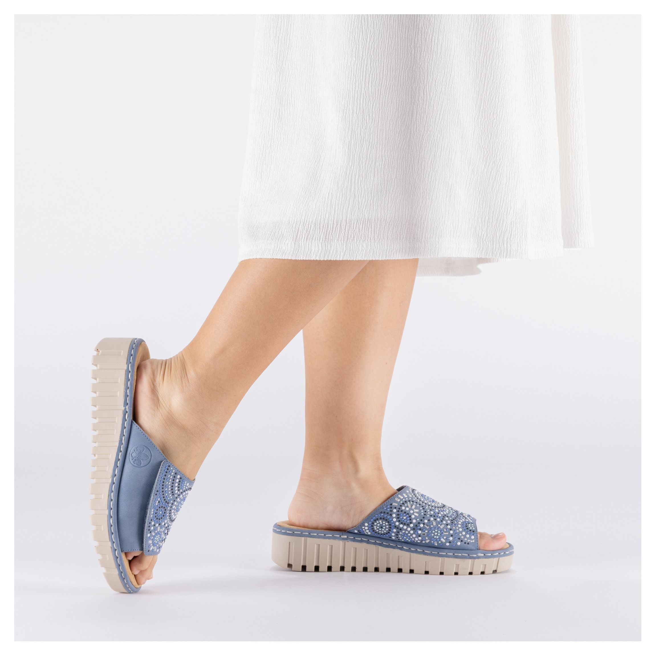 Thumbnail - Rieker Pantolette Sommerschuh, Strandschuh, Hausschuh mit regulierbarem Klettverschluss