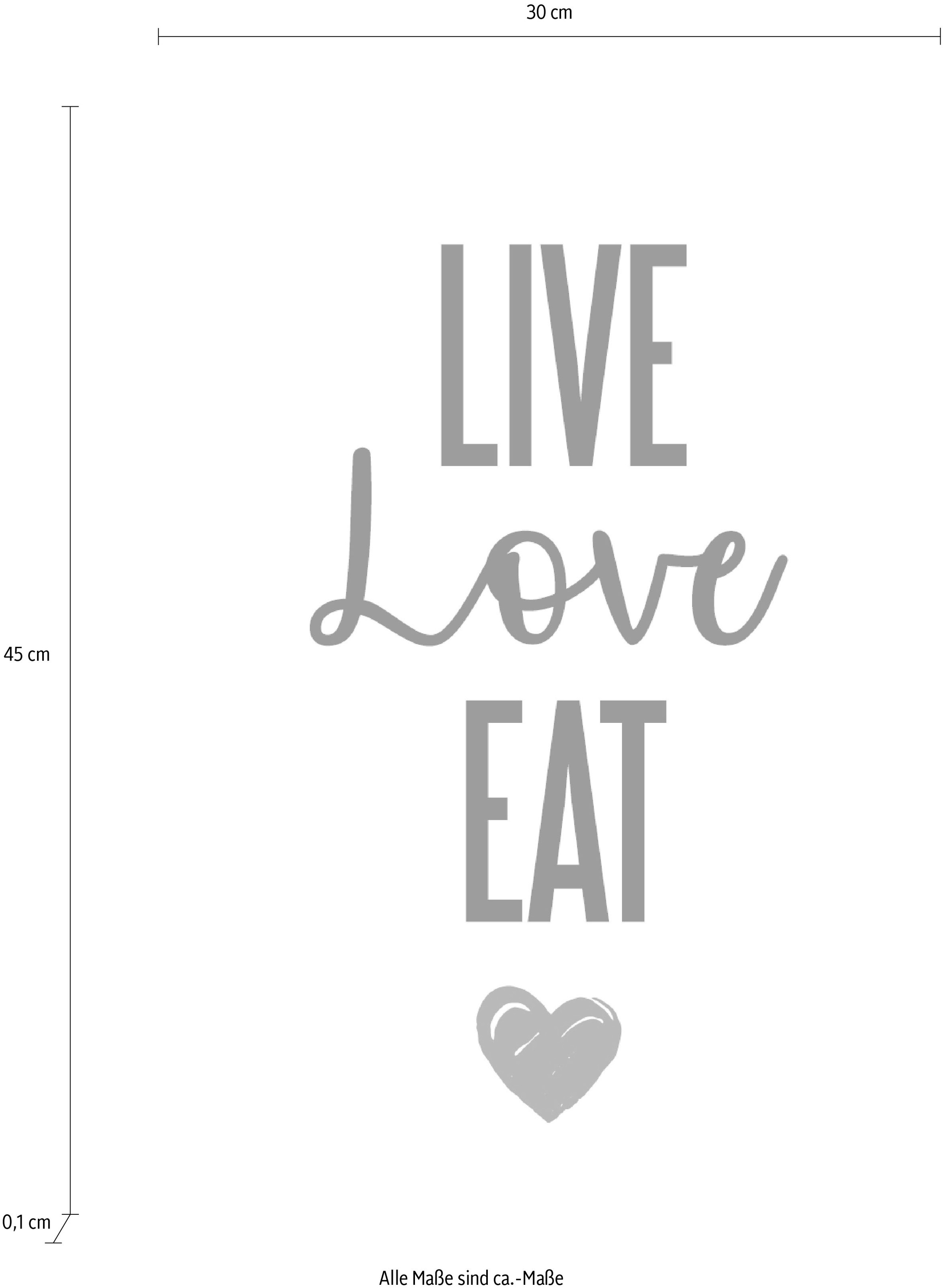 queence Wanddekoobjekt "LIVE LOVE EAT", Stahlschild, Blechschild, Spruch, W günstig online kaufen