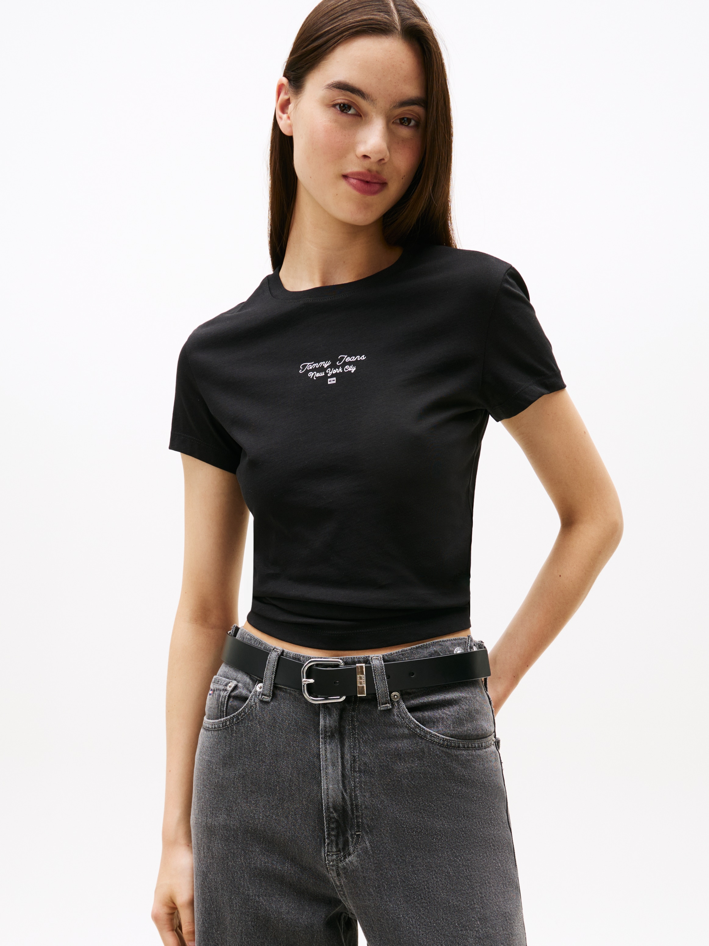 Tommy Jeans Kurzarmshirt "TJW SLIM ESS LOGO 1 TEE EXT" günstig online kaufen