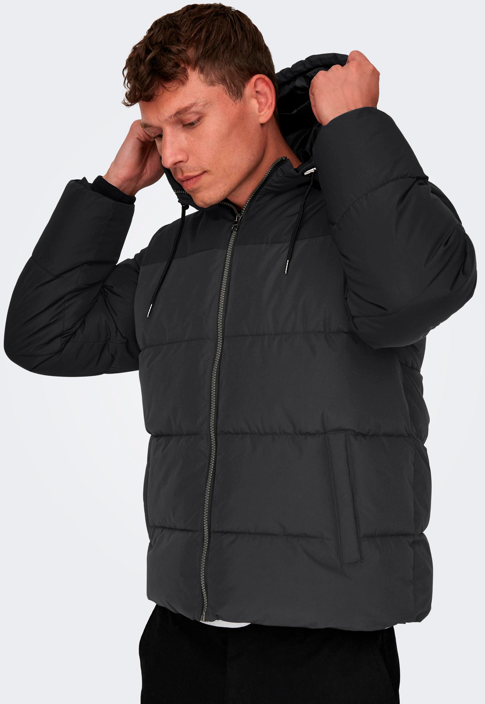 ONLY & SONS "ONSMARLON LIFE HOOD PUFFER JACKET OTW VD" mit Kapuze günstig online kaufen