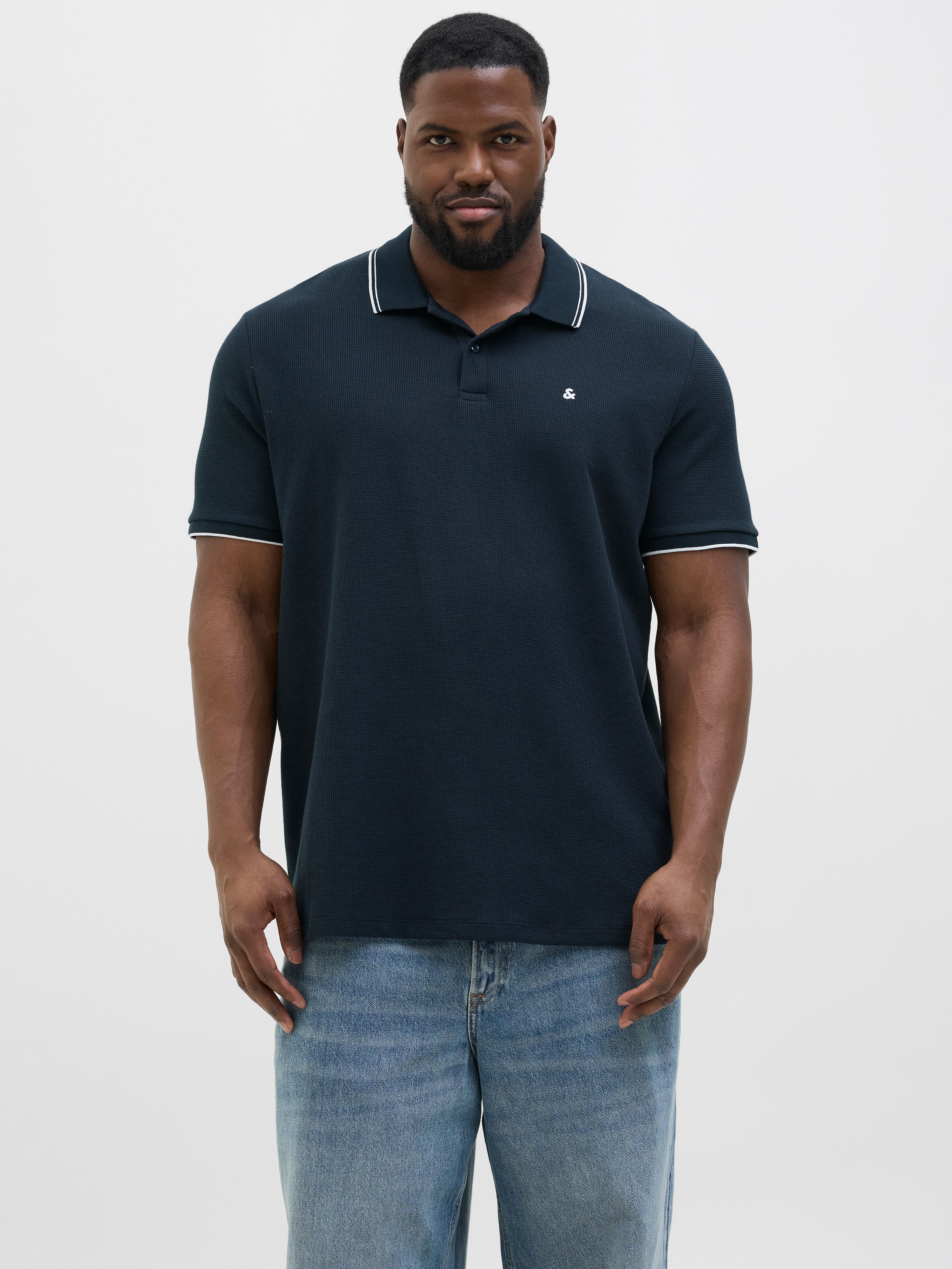Jack & Jones PlusSize Poloshirt "JJEAUSTIN POLO SS NOOS PLS" Materialmix, normal geschnitten