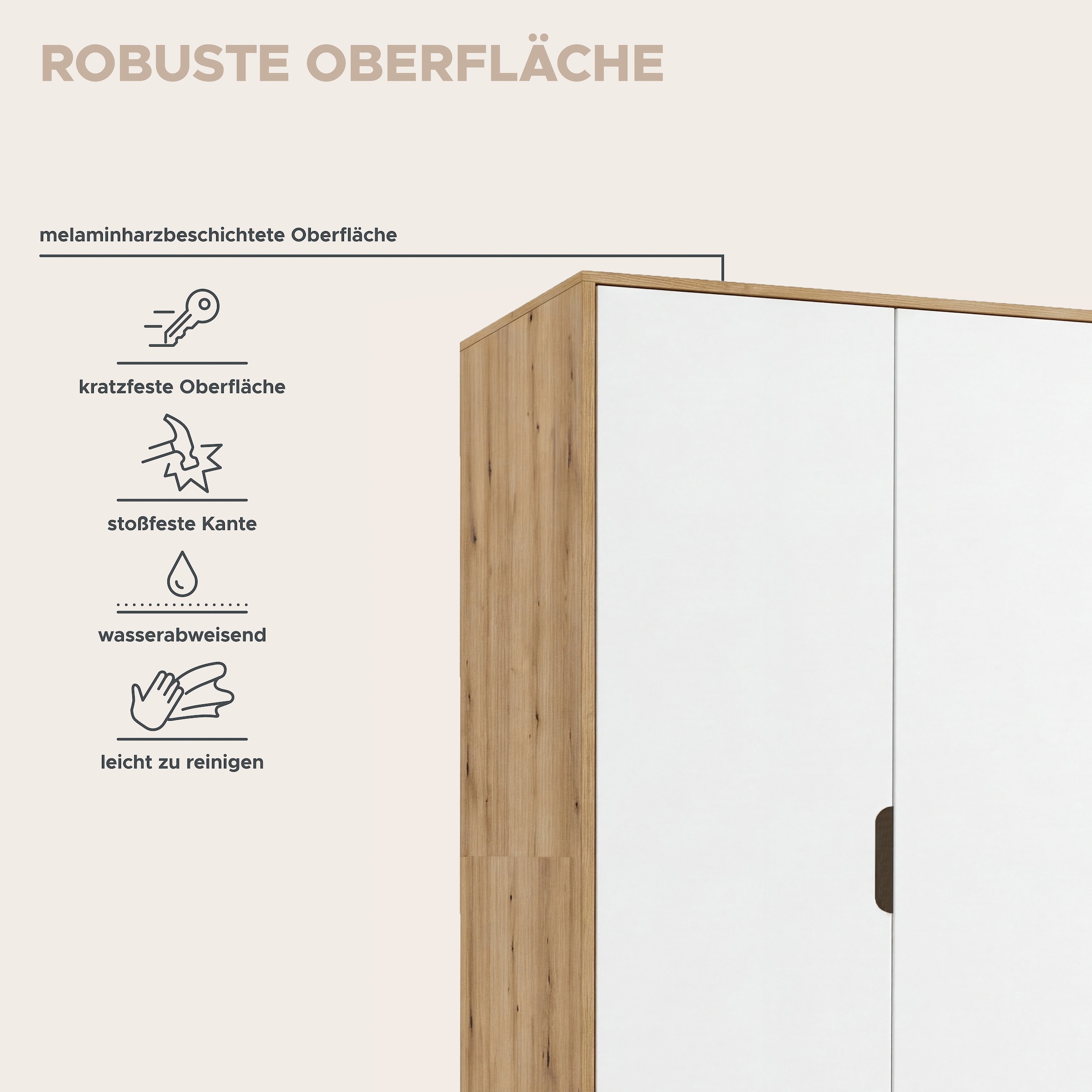 OTTO home Kleiderschrank »TALVINNA, Schlafzimmerschrank,Garderobenschrank,Schrank,Dielenschrank« 2-türig, Breite 81cm, 1 Kleiderstange, 1 fester Boden