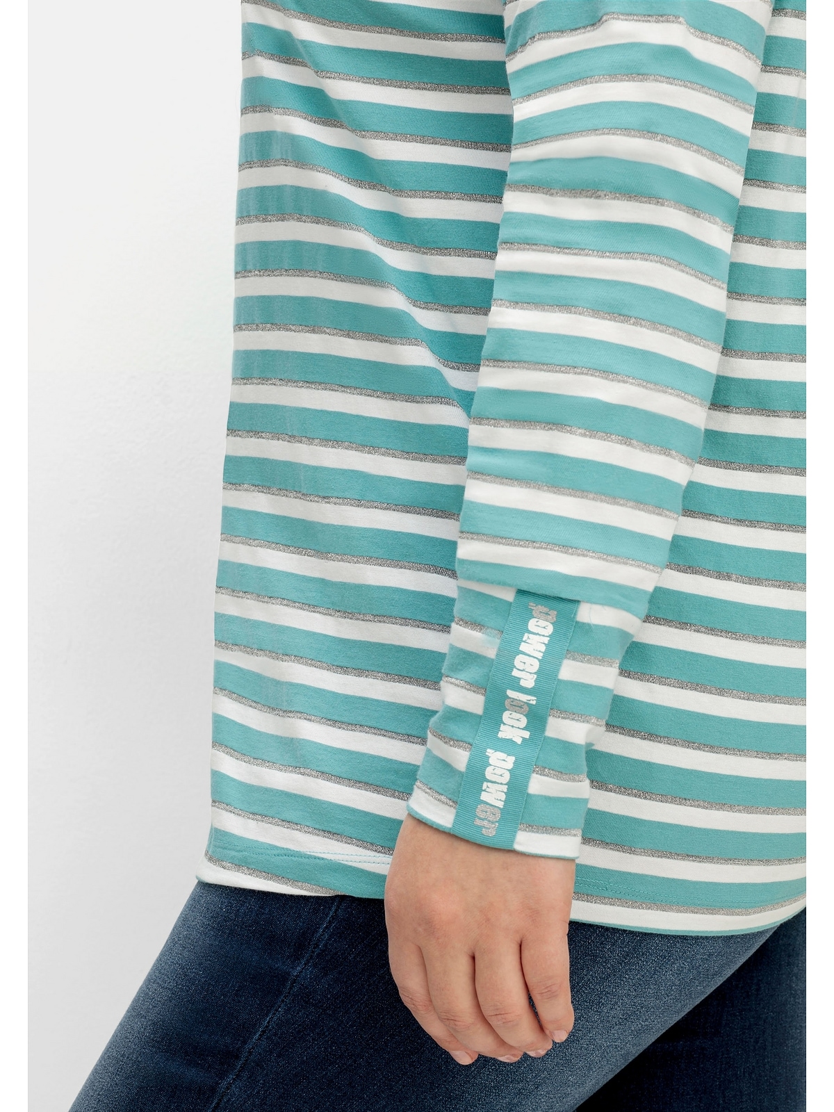 Sheego Langarmshirt »Große bestellen für Größen«, BAUR mit und Effektgarn | Streifen