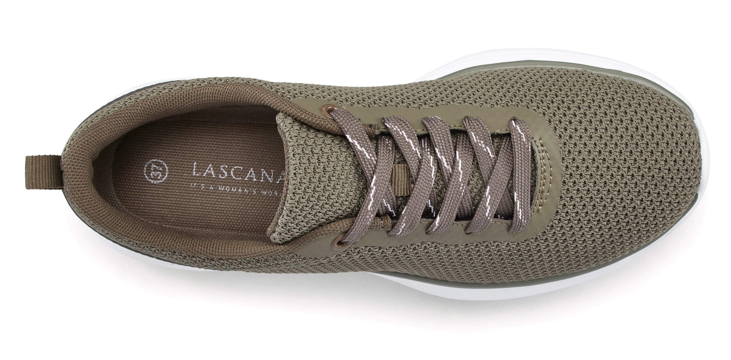 Sneaker LASCANA "Turnschuhe", Damen, Gr. 40, grün (olivgrün), Obermaterial: 100% Textilmaterial. Decksohle: 100% Textilmaterial. Futter: 100% Textilmaterial. Laufsohle: 100% Synthetik, unifarben, Basic, Schuhe Sneaker, Schnürhalbschuh, Halbschuh, Freizeit 2
