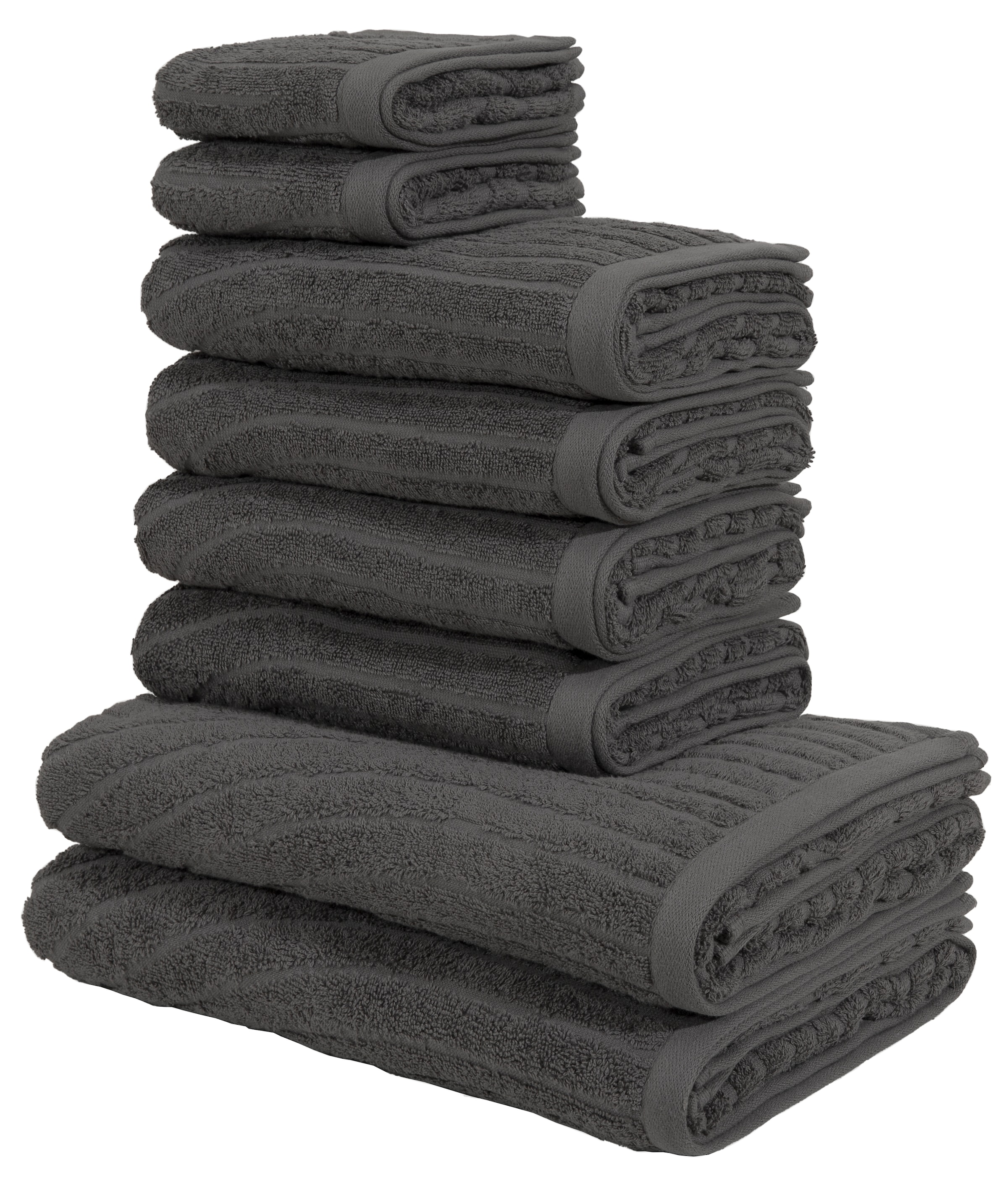 Handtuch Set MY HOMEanthrazit, Frottier, Obermaterial: 100% Baumwolle, Handtuch-Sets, "Handtuchset Ognon, Duschtücher, Handtücher, Gästetücher, Zen",