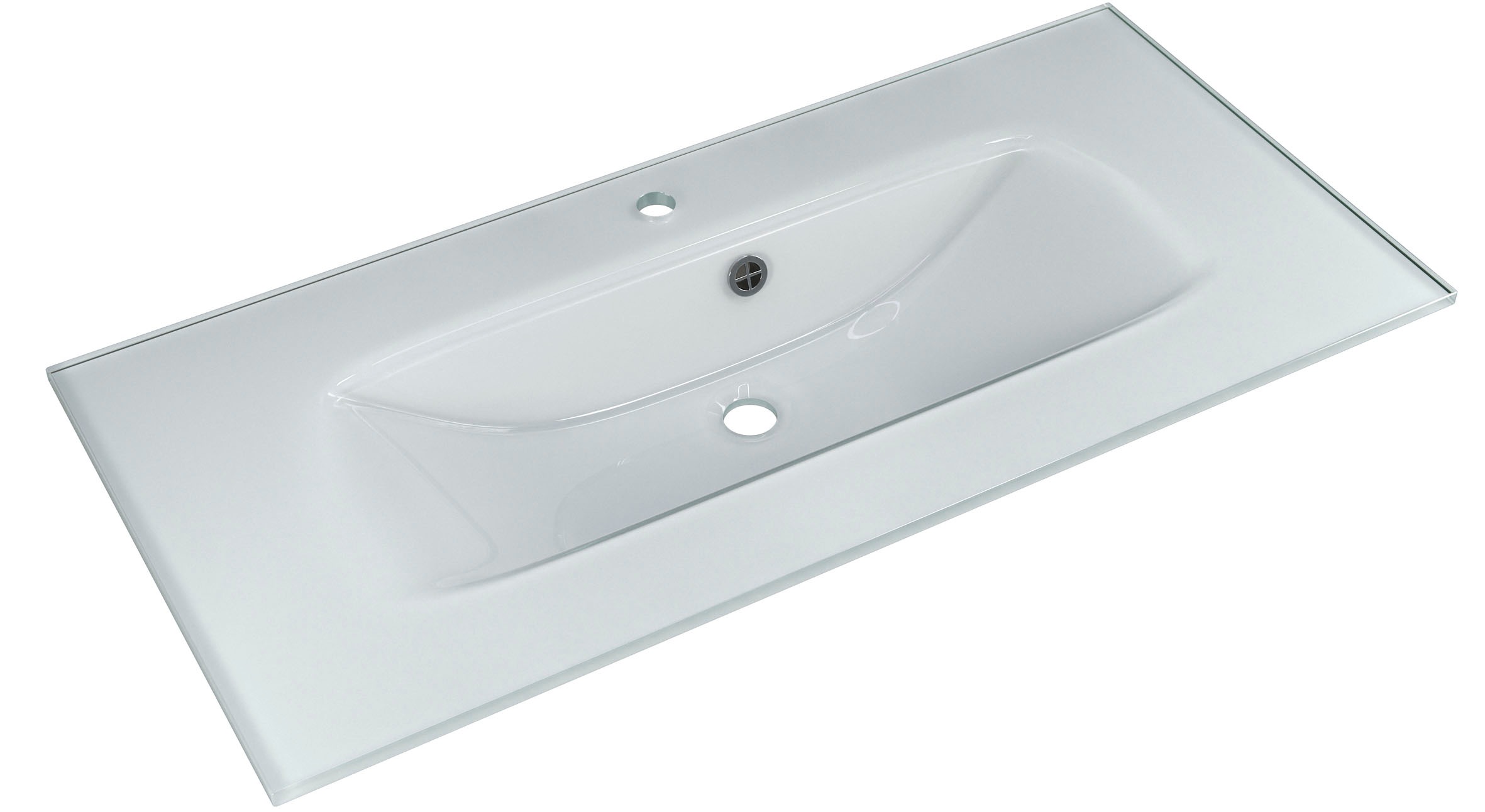Saphir Badmöbel-Set »Trentino 2-teilig Glas-Waschtisch, Spiegelschrank mit LED-Leuchte«, (3 St.), Badmöbel-Set 107cm breit, inkl. Türdämpfer, 3 Türen, 2 Auszügen