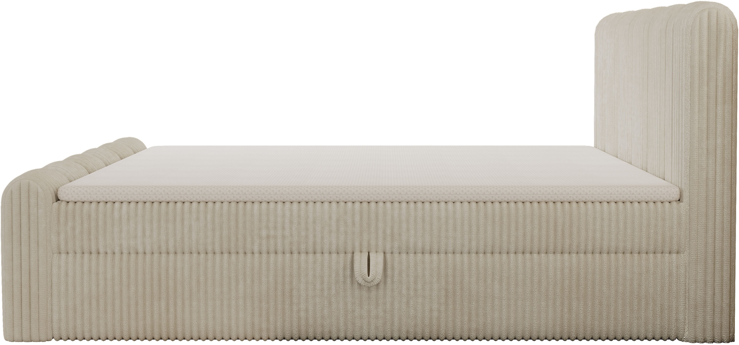 OTTO home Boxbett »SIVVA in der Breite 180cm, flauschiger Breitcord, Farbe: cream« inkl. Taschenfederkernmatratze (H3) & Topper (4cm) & Fußteil