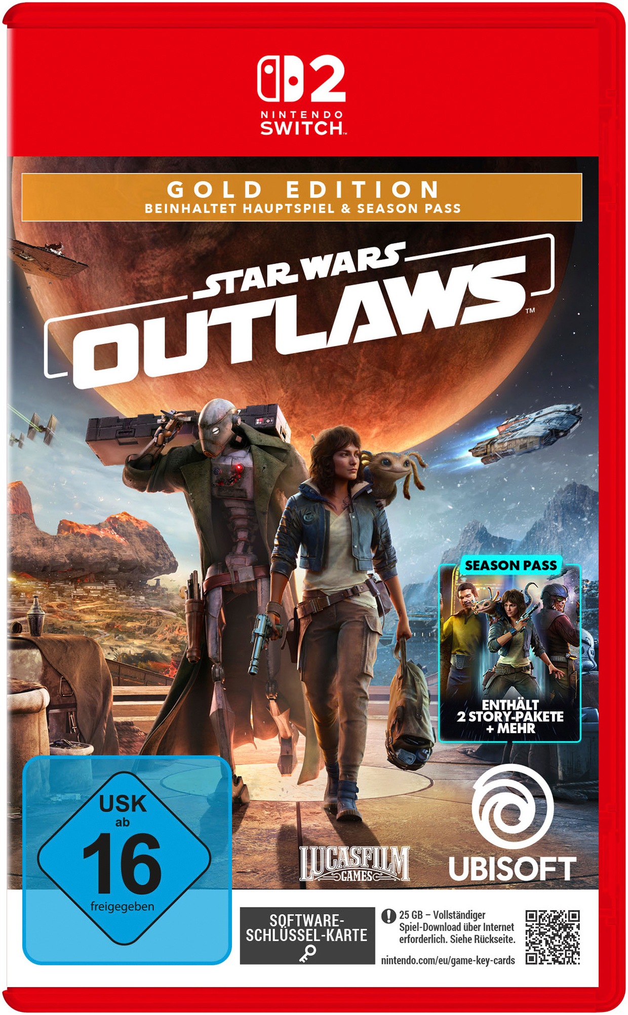 UBISOFT Spielesoftware "Star Wars Outlaws Gold Edition (inkl. Season Pass) - [NSW 2 - KeyCard]", Nintendo Switch 2, transparent, Spielesoftware